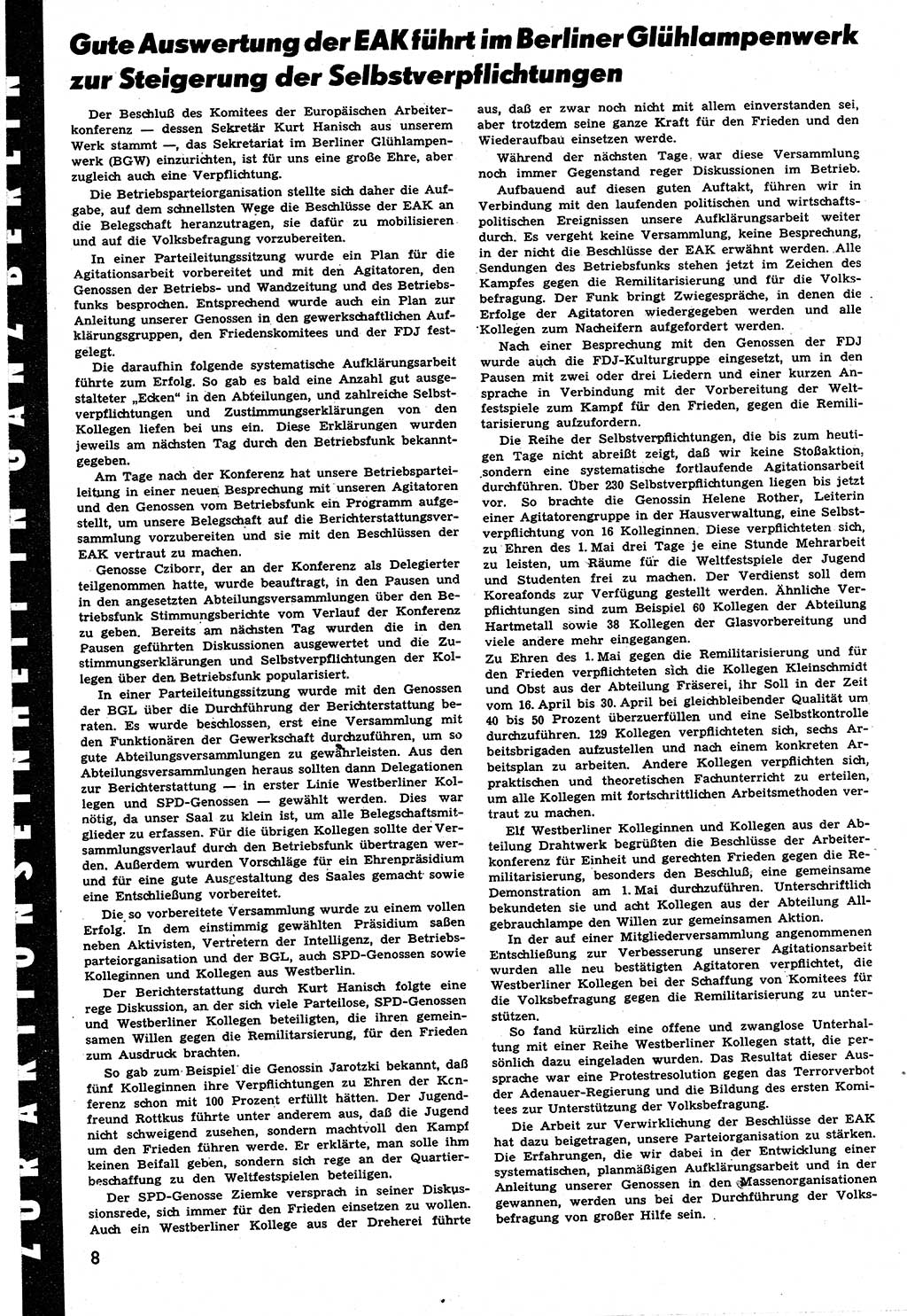 Neuer Weg (NW), Halbmonatsschrift für aktuelle Fragen der Arbeiterbewegung [Zentralkomitee (ZK) Sozialistische Einheitspartei Deutschlands (SED)], 6. Jahrgang [Deutsche Demokratische Republik (DDR)] 1951, Heft 9/8 (NW ZK SED DDR 1951, H. 9/8)