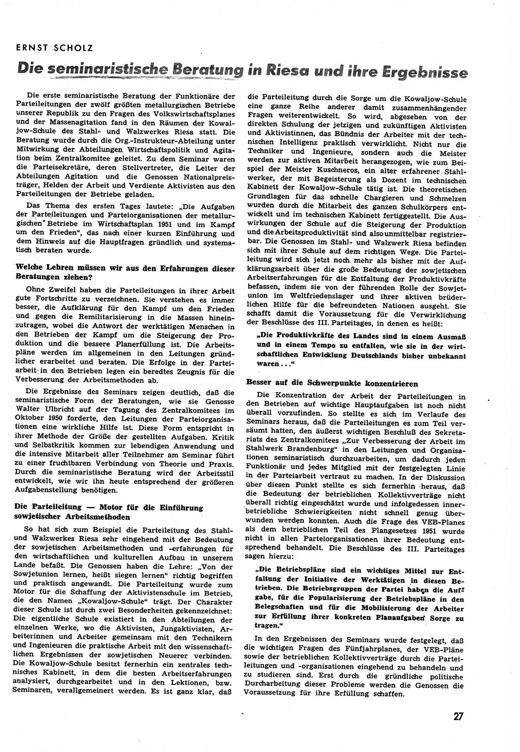 Neuer Weg (NW), Halbmonatsschrift für aktuelle Fragen der Arbeiterbewegung [Zentralkomitee (ZK) Sozialistische Einheitspartei Deutschlands (SED)], 6. Jahrgang [Deutsche Demokratische Republik (DDR)] 1951, Heft 9/27 (NW ZK SED DDR 1951, H. 9/27)