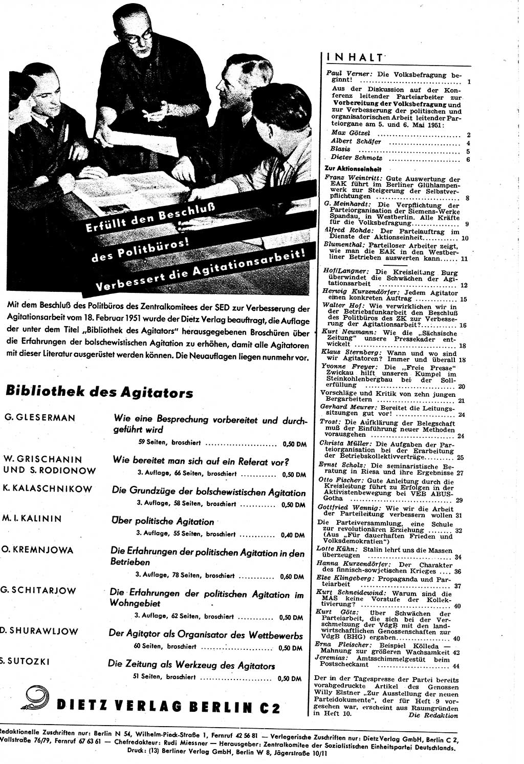 Neuer Weg (NW), Halbmonatsschrift fÃ¼r aktuelle Fragen der Arbeiterbewegung [Zentralkomitee (ZK) Sozialistische Einheitspartei Deutschlands (SED)], 6. Jahrgang [Deutsche Demokratische Republik (DDR)] 1951, Heft 9/45 (NW ZK SED DDR 1951, H. 9/45)