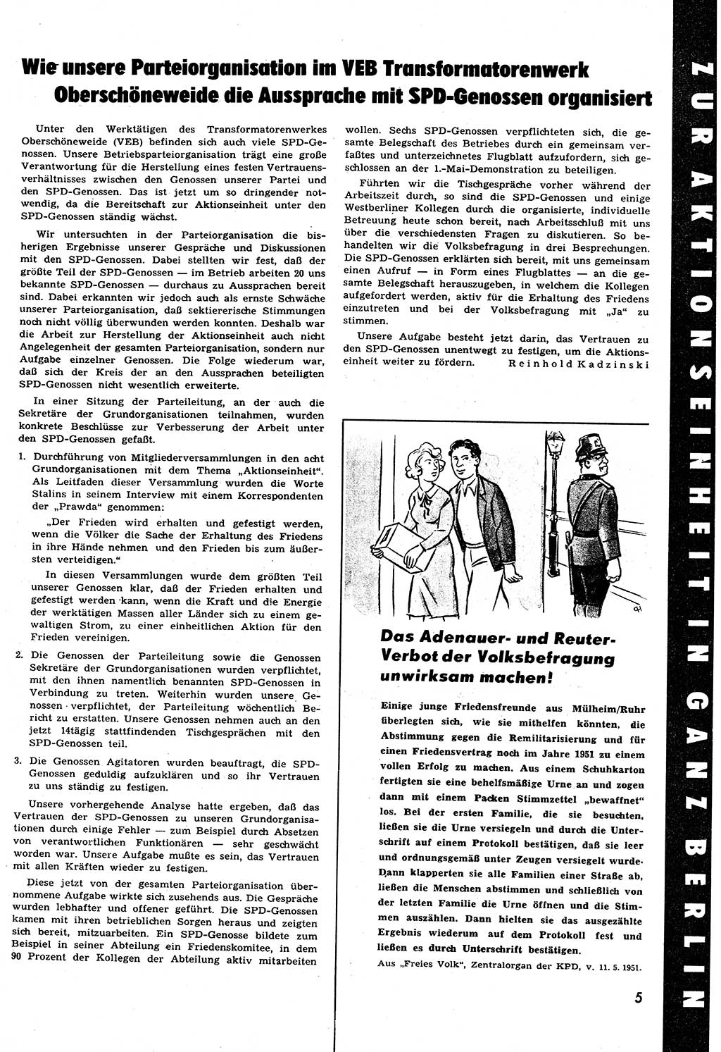 Neuer Weg (NW), Halbmonatsschrift für aktuelle Fragen der Arbeiterbewegung [Zentralkomitee (ZK) Sozialistische Einheitspartei Deutschlands (SED)], 6. Jahrgang [Deutsche Demokratische Republik (DDR)] 1951, Heft 10/5 (NW ZK SED DDR 1951, H. 10/5)