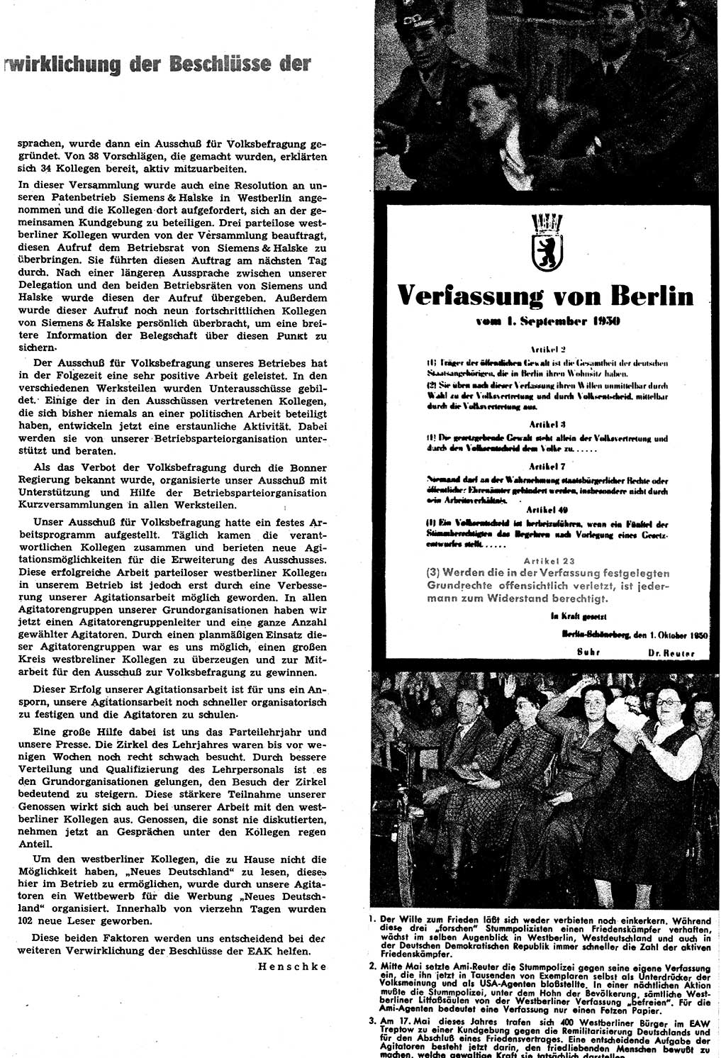 Neuer Weg (NW), Halbmonatsschrift für aktuelle Fragen der Arbeiterbewegung [Zentralkomitee (ZK) Sozialistische Einheitspartei Deutschlands (SED)], 6. Jahrgang [Deutsche Demokratische Republik (DDR)] 1951, Heft 10/7 (NW ZK SED DDR 1951, H. 10/7)