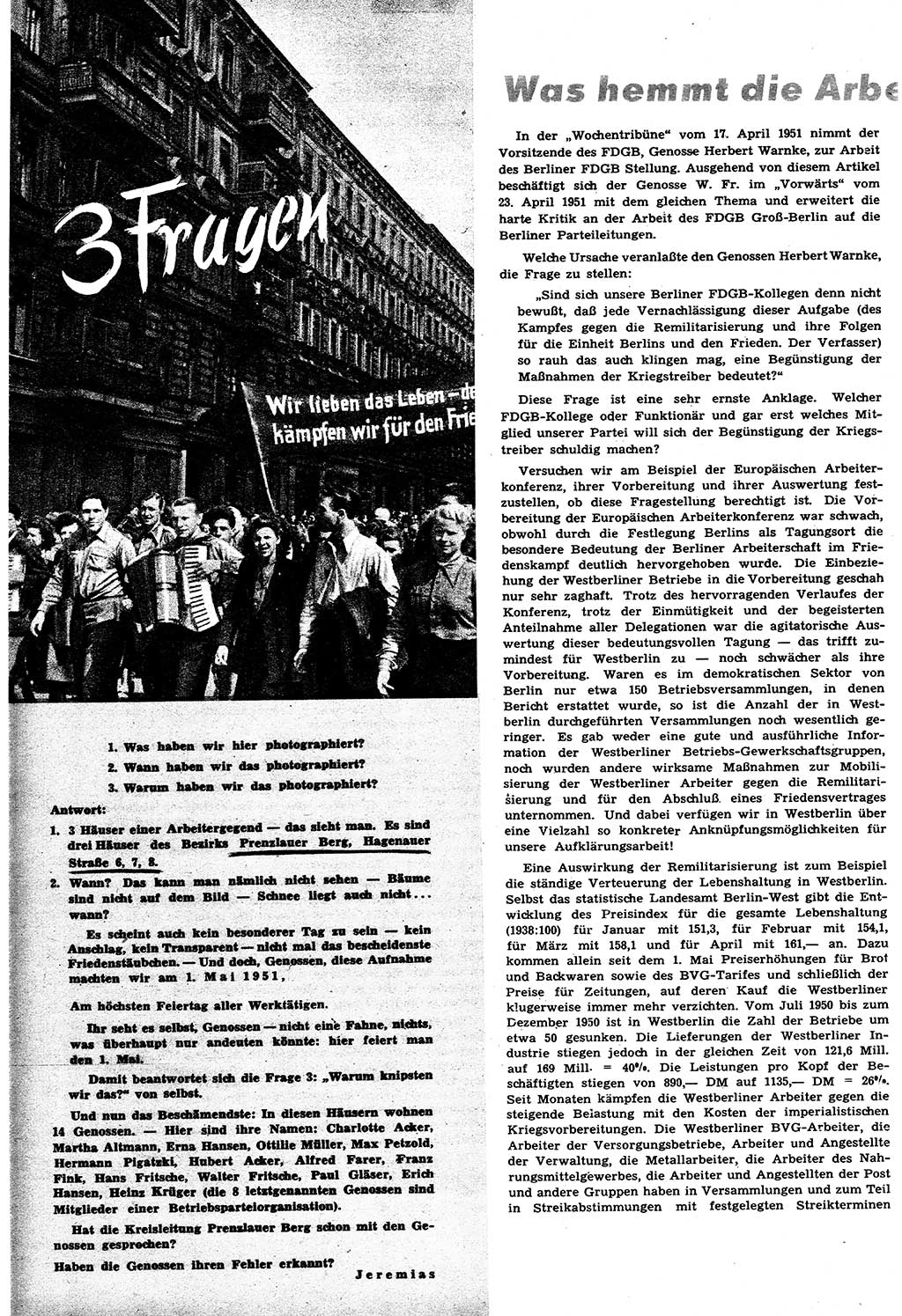 Neuer Weg (NW), Halbmonatsschrift für aktuelle Fragen der Arbeiterbewegung [Zentralkomitee (ZK) Sozialistische Einheitspartei Deutschlands (SED)], 6. Jahrgang [Deutsche Demokratische Republik (DDR)] 1951, Heft 10/10 (NW ZK SED DDR 1951, H. 10/10)