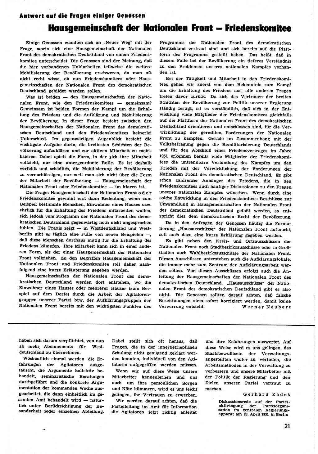 Neuer Weg (NW), Halbmonatsschrift für aktuelle Fragen der Arbeiterbewegung [Zentralkomitee (ZK) Sozialistische Einheitspartei Deutschlands (SED)], 6. Jahrgang [Deutsche Demokratische Republik (DDR)] 1951, Heft 10/21 (NW ZK SED DDR 1951, H. 10/21)