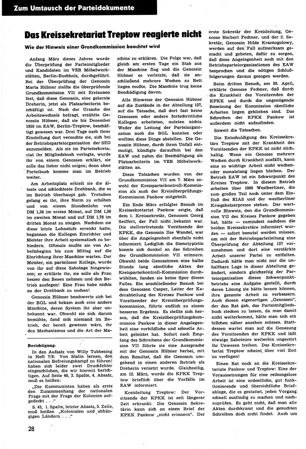 Neuer Weg (NW), Halbmonatsschrift für aktuelle Fragen der Arbeiterbewegung [Zentralkomitee (ZK) Sozialistische Einheitspartei Deutschlands (SED)], 6. Jahrgang [Deutsche Demokratische Republik (DDR)] 1951, Heft 10/28 (NW ZK SED DDR 1951, H. 10/28)