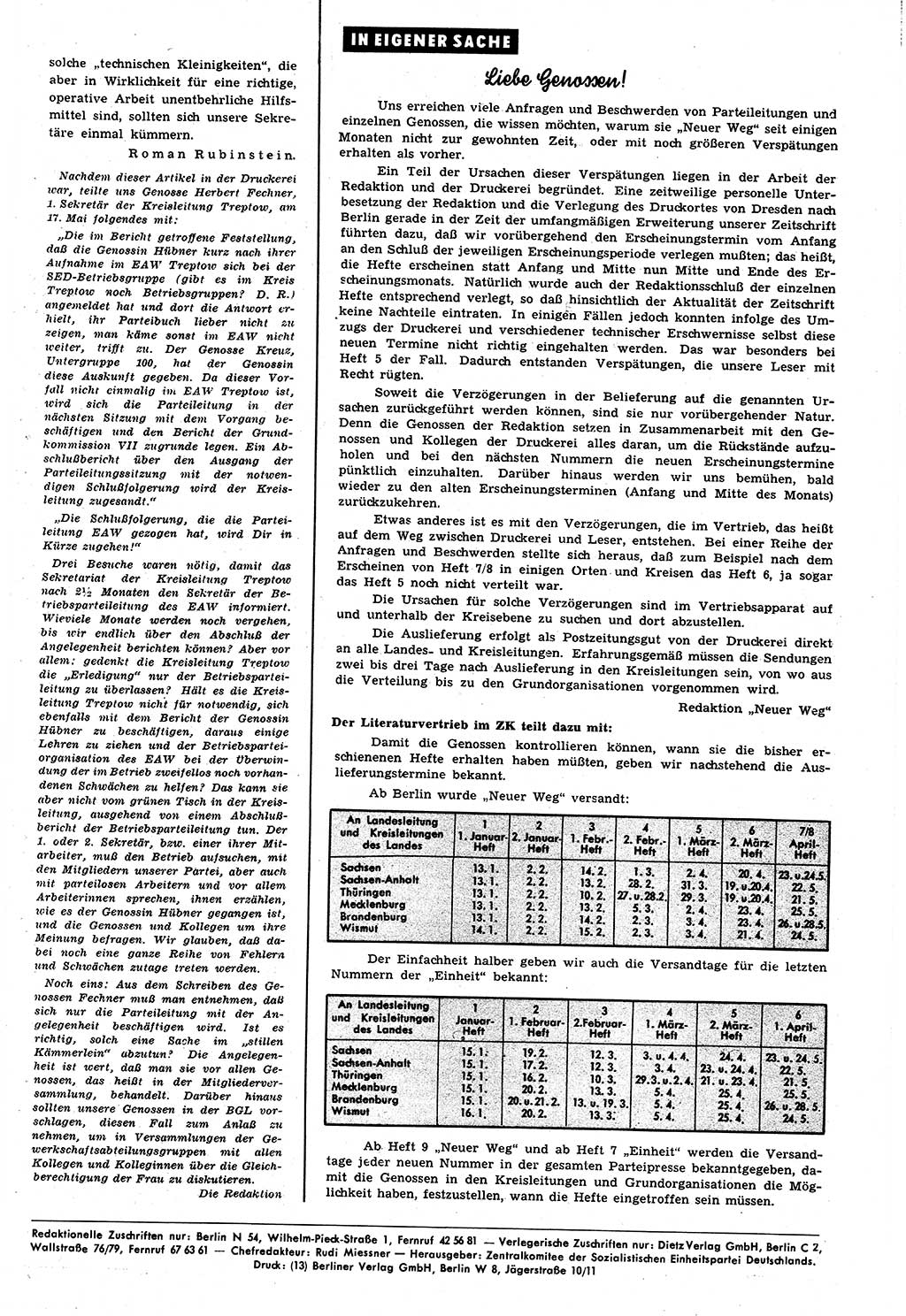 Neuer Weg (NW), Halbmonatsschrift für aktuelle Fragen der Arbeiterbewegung [Zentralkomitee (ZK) Sozialistische Einheitspartei Deutschlands (SED)], 6. Jahrgang [Deutsche Demokratische Republik (DDR)] 1951, Heft 10/29 (NW ZK SED DDR 1951, H. 10/29)