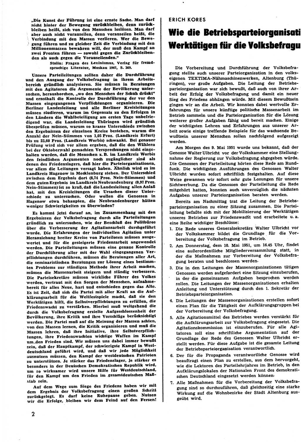 Neuer Weg (NW), Halbmonatsschrift für aktuelle Fragen der Arbeiterbewegung [Zentralkomitee (ZK) Sozialistische Einheitspartei Deutschlands (SED)], 6. Jahrgang [Deutsche Demokratische Republik (DDR)] 1951, Heft 11/2 (NW ZK SED DDR 1951, H. 11/2)