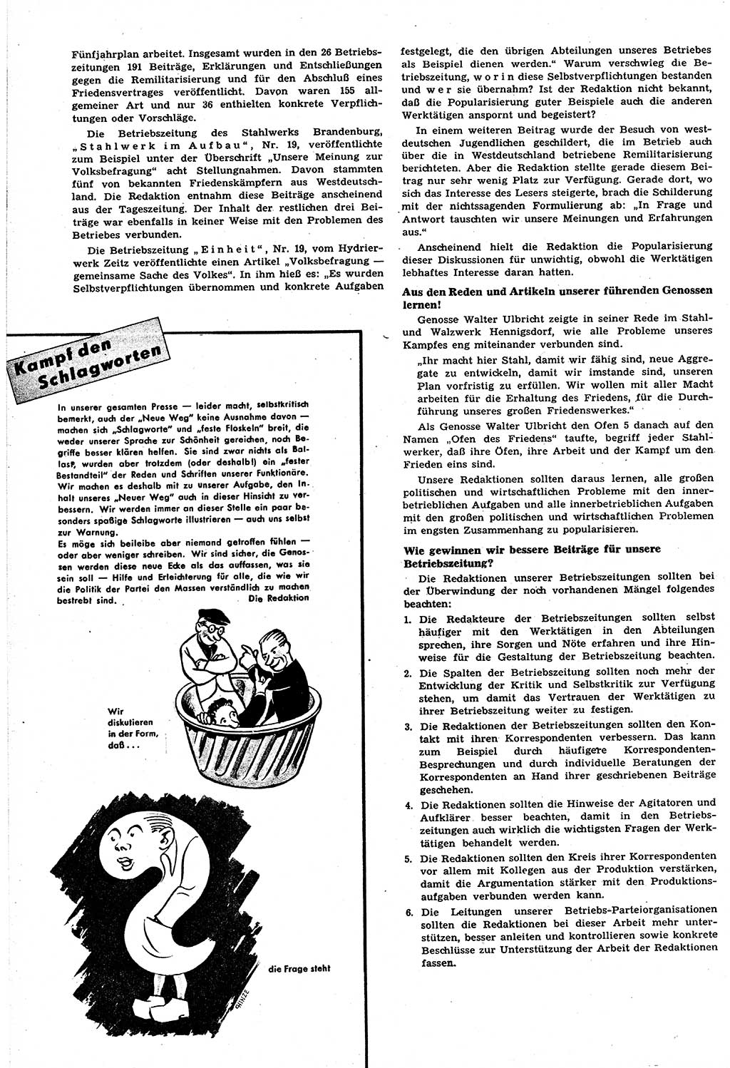 Neuer Weg (NW), Halbmonatsschrift für aktuelle Fragen der Arbeiterbewegung [Zentralkomitee (ZK) Sozialistische Einheitspartei Deutschlands (SED)], 6. Jahrgang [Deutsche Demokratische Republik (DDR)] 1951, Heft 11/18 (NW ZK SED DDR 1951, H. 11/18)