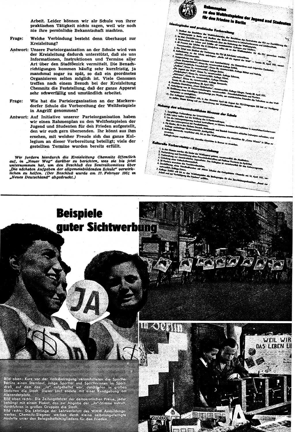 Neuer Weg (NW), Halbmonatsschrift fÃ¼r aktuelle Fragen der Arbeiterbewegung [Zentralkomitee (ZK) Sozialistische Einheitspartei Deutschlands (SED)], 6. Jahrgang [Deutsche Demokratische Republik (DDR)] 1951, Heft 11/27 (NW ZK SED DDR 1951, H. 11/27)