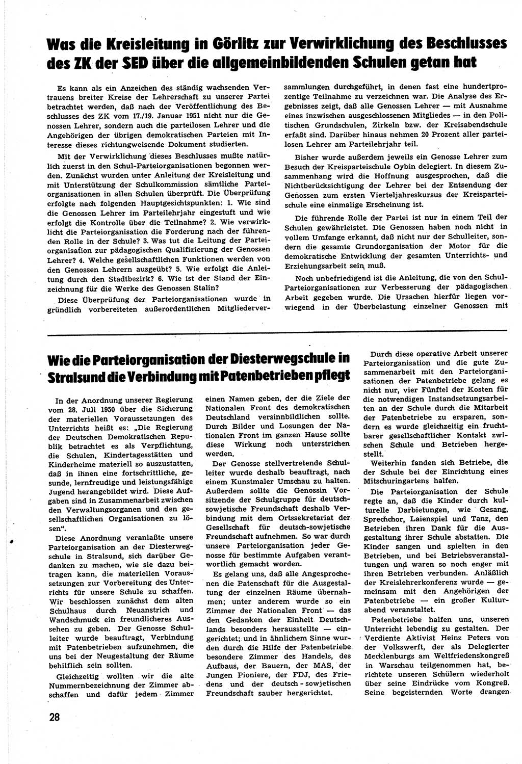 Neuer Weg (NW), Halbmonatsschrift für aktuelle Fragen der Arbeiterbewegung [Zentralkomitee (ZK) Sozialistische Einheitspartei Deutschlands (SED)], 6. Jahrgang [Deutsche Demokratische Republik (DDR)] 1951, Heft 11/28 (NW ZK SED DDR 1951, H. 11/28)