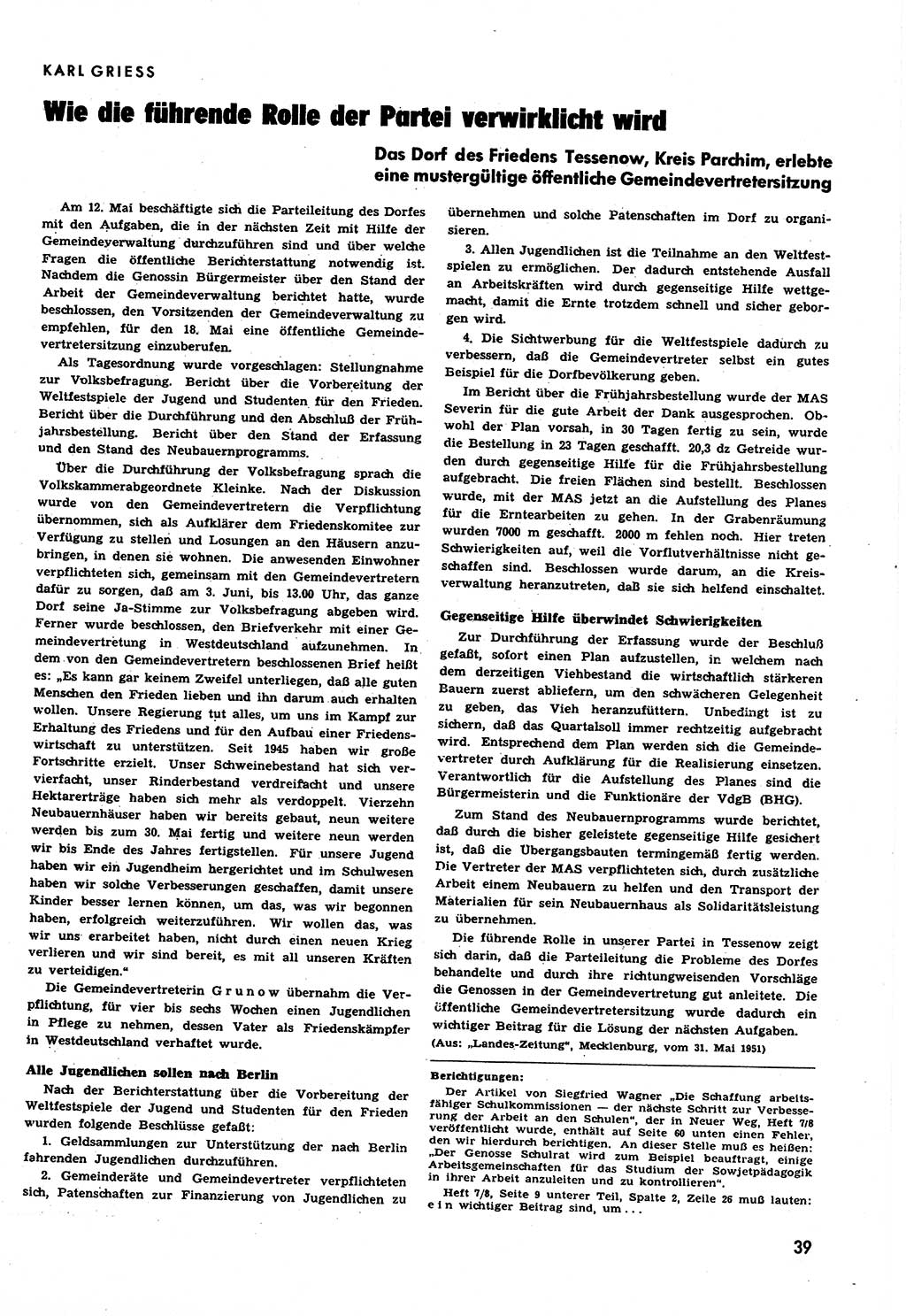 Neuer Weg (NW), Halbmonatsschrift für aktuelle Fragen der Arbeiterbewegung [Zentralkomitee (ZK) Sozialistische Einheitspartei Deutschlands (SED)], 6. Jahrgang [Deutsche Demokratische Republik (DDR)] 1951, Heft 11/39 (NW ZK SED DDR 1951, H. 11/39)