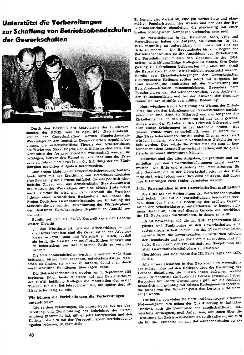 Neuer Weg (NW), Halbmonatsschrift für aktuelle Fragen der Arbeiterbewegung [Zentralkomitee (ZK) Sozialistische Einheitspartei Deutschlands (SED)], 6. Jahrgang [Deutsche Demokratische Republik (DDR)] 1951, Heft 11/40 (NW ZK SED DDR 1951, H. 11/40)