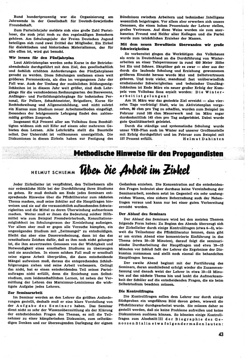 Neuer Weg (NW), Halbmonatsschrift für aktuelle Fragen der Arbeiterbewegung [Zentralkomitee (ZK) Sozialistische Einheitspartei Deutschlands (SED)], 6. Jahrgang [Deutsche Demokratische Republik (DDR)] 1951, Heft 11/43 (NW ZK SED DDR 1951, H. 11/43)