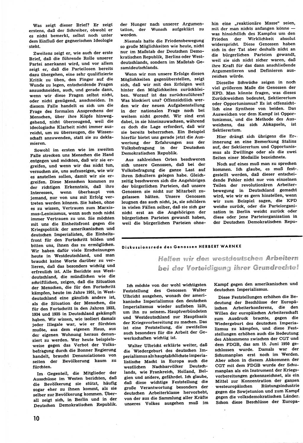 Neuer Weg (NW), Halbmonatsschrift für aktuelle Fragen der Arbeiterbewegung [Zentralkomitee (ZK) Sozialistische Einheitspartei Deutschlands (SED)], 6. Jahrgang [Deutsche Demokratische Republik (DDR)] 1951, Heft 12/10 (NW ZK SED DDR 1951, H. 12/10)
