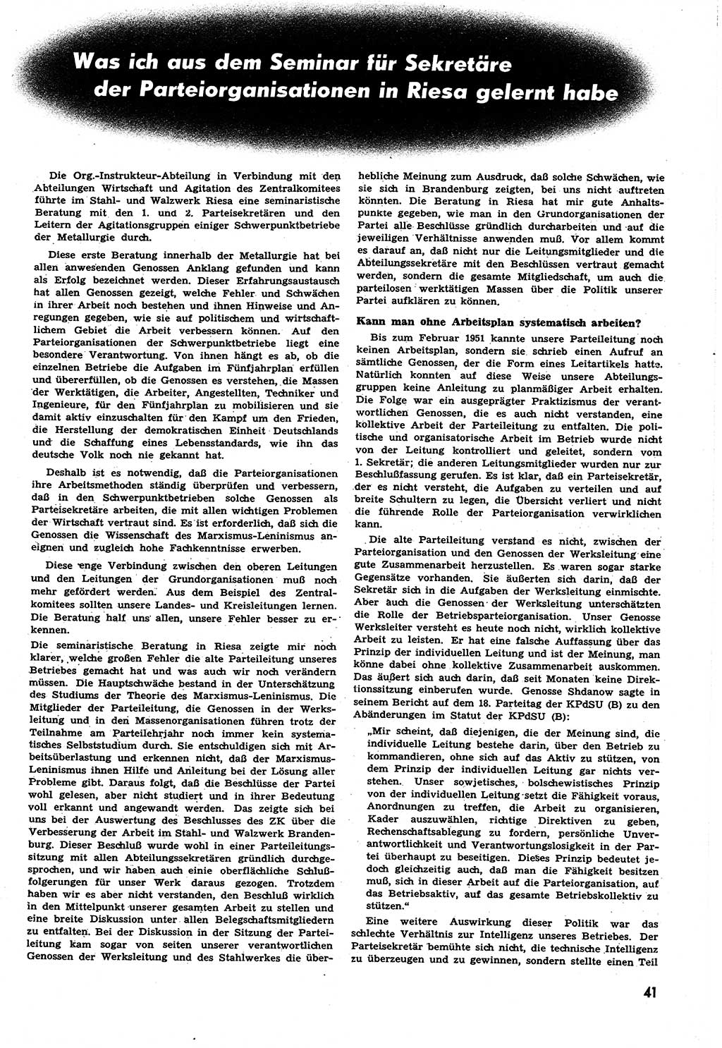 Neuer Weg (NW), Halbmonatsschrift für aktuelle Fragen der Arbeiterbewegung [Zentralkomitee (ZK) Sozialistische Einheitspartei Deutschlands (SED)], 6. Jahrgang [Deutsche Demokratische Republik (DDR)] 1951, Heft 12/41 (NW ZK SED DDR 1951, H. 12/41)