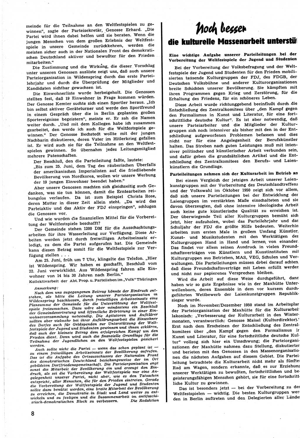 Neuer Weg (NW), Halbmonatsschrift für aktuelle Fragen der Arbeiterbewegung [Zentralkomitee (ZK) Sozialistische Einheitspartei Deutschlands (SED)], 6. Jahrgang [Deutsche Demokratische Republik (DDR)] 1951, Heft 13/8 (NW ZK SED DDR 1951, H. 13/8)