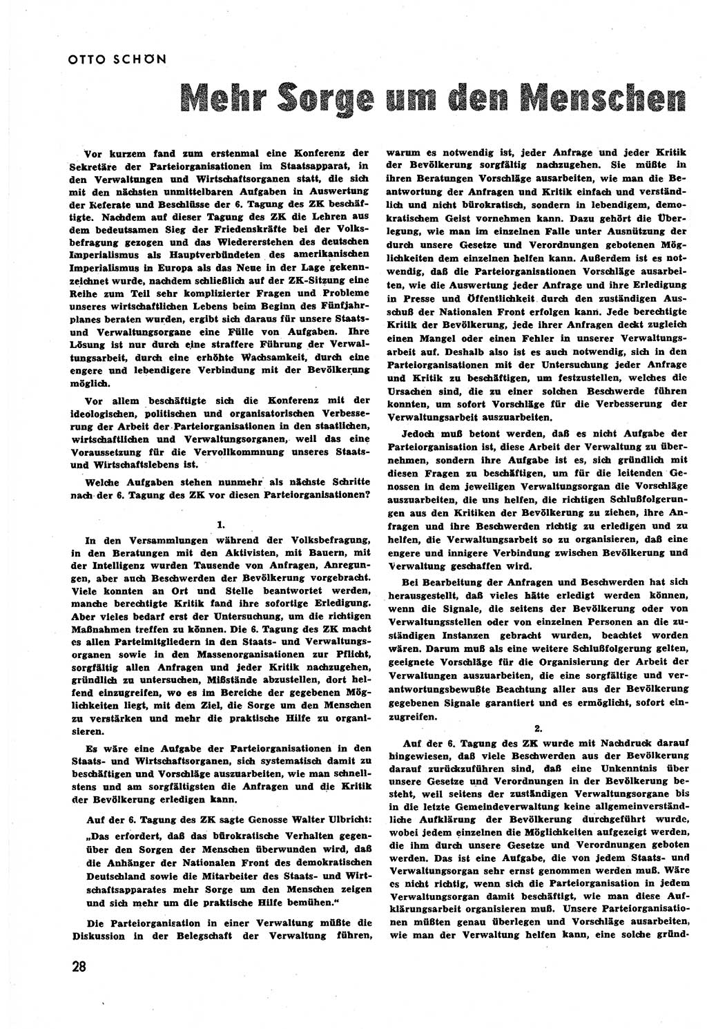 Neuer Weg (NW), Halbmonatsschrift für aktuelle Fragen der Arbeiterbewegung [Zentralkomitee (ZK) Sozialistische Einheitspartei Deutschlands (SED)], 6. Jahrgang [Deutsche Demokratische Republik (DDR)] 1951, Heft 13/28 (NW ZK SED DDR 1951, H. 13/28)