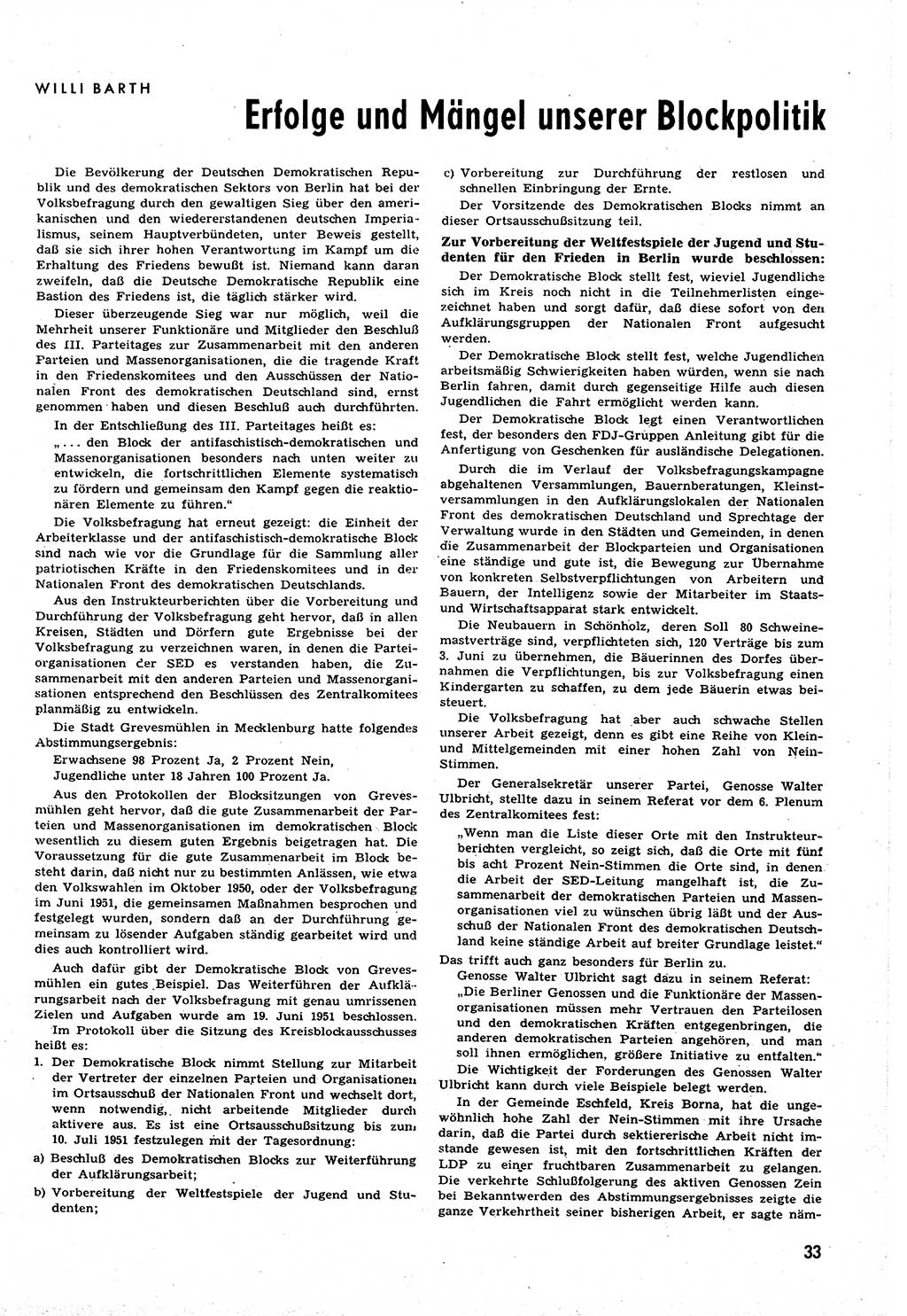 Neuer Weg (NW), Halbmonatsschrift für aktuelle Fragen der Arbeiterbewegung [Zentralkomitee (ZK) Sozialistische Einheitspartei Deutschlands (SED)], 6. Jahrgang [Deutsche Demokratische Republik (DDR)] 1951, Heft 13/33 (NW ZK SED DDR 1951, H. 13/33)