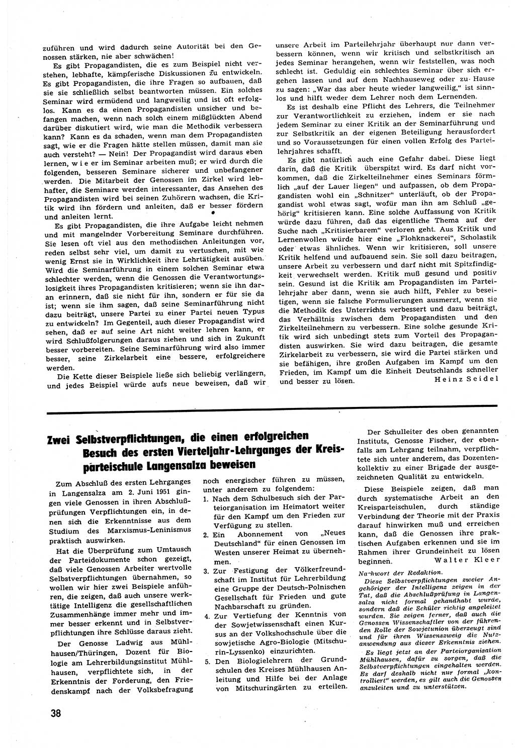 Neuer Weg (NW), Halbmonatsschrift für aktuelle Fragen der Arbeiterbewegung [Zentralkomitee (ZK) Sozialistische Einheitspartei Deutschlands (SED)], 6. Jahrgang [Deutsche Demokratische Republik (DDR)] 1951, Heft 13/38 (NW ZK SED DDR 1951, H. 13/38)