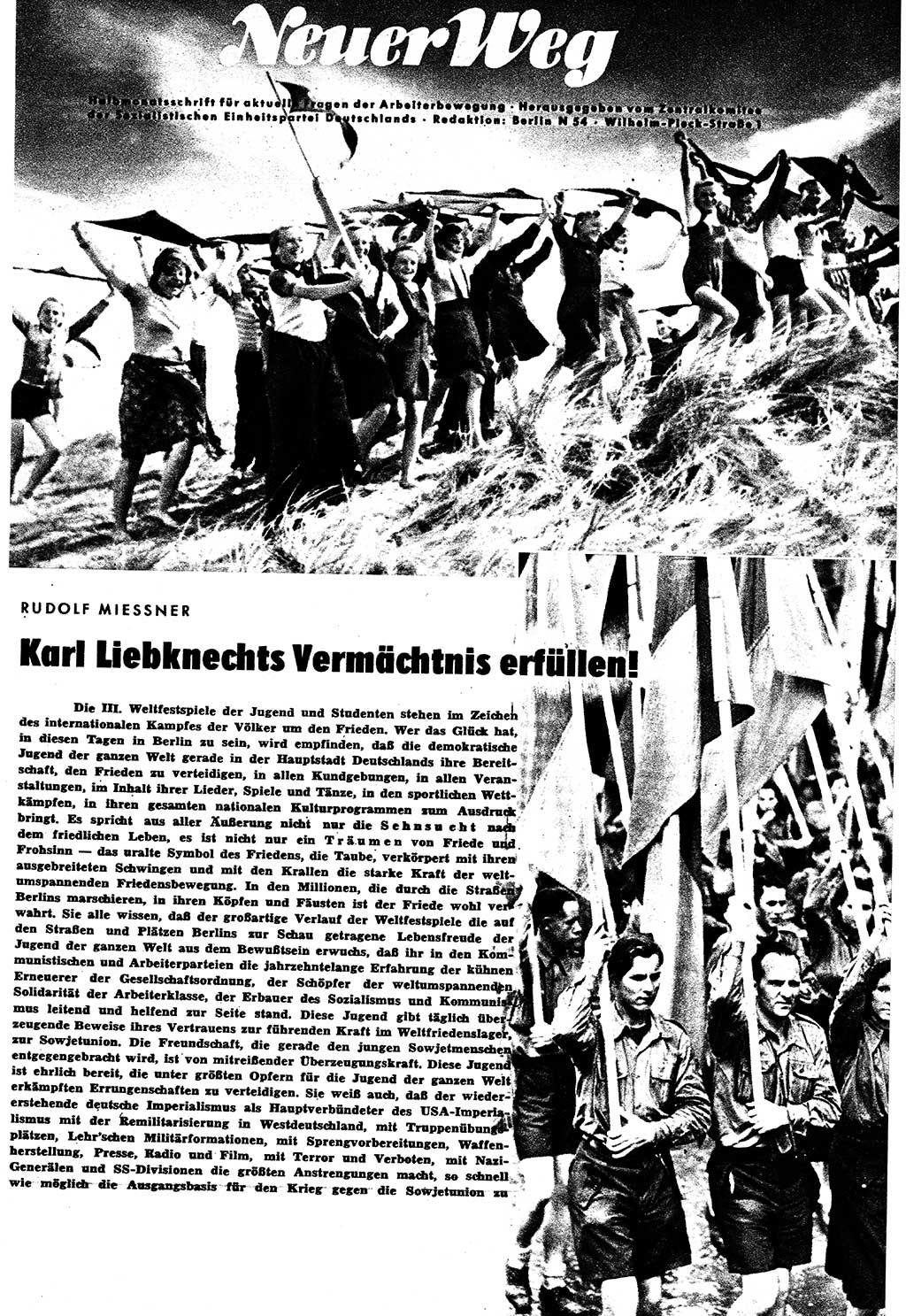 Neuer Weg (NW), Halbmonatsschrift für aktuelle Fragen der Arbeiterbewegung [Zentralkomitee (ZK) Sozialistische Einheitspartei Deutschlands (SED)], 6. Jahrgang [Deutsche Demokratische Republik (DDR)] 1951, Heft 14/1 (NW ZK SED DDR 1951, H. 14/1)