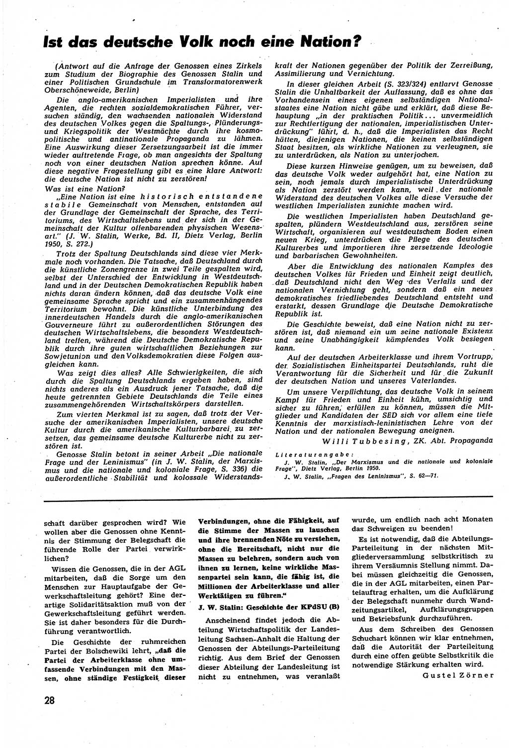 Neuer Weg (NW), Halbmonatsschrift für aktuelle Fragen der Arbeiterbewegung [Zentralkomitee (ZK) Sozialistische Einheitspartei Deutschlands (SED)], 6. Jahrgang [Deutsche Demokratische Republik (DDR)] 1951, Heft 14/28 (NW ZK SED DDR 1951, H. 14/28)