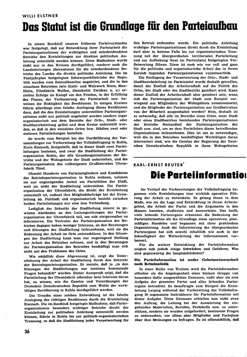 Neuer Weg (NW), Halbmonatsschrift fÃ¼r aktuelle Fragen der Arbeiterbewegung [Zentralkomitee (ZK) Sozialistische Einheitspartei Deutschlands (SED)], 6. Jahrgang [Deutsche Demokratische Republik (DDR)] 1951, Heft 14/36 (NW ZK SED DDR 1951, H. 14/36)
