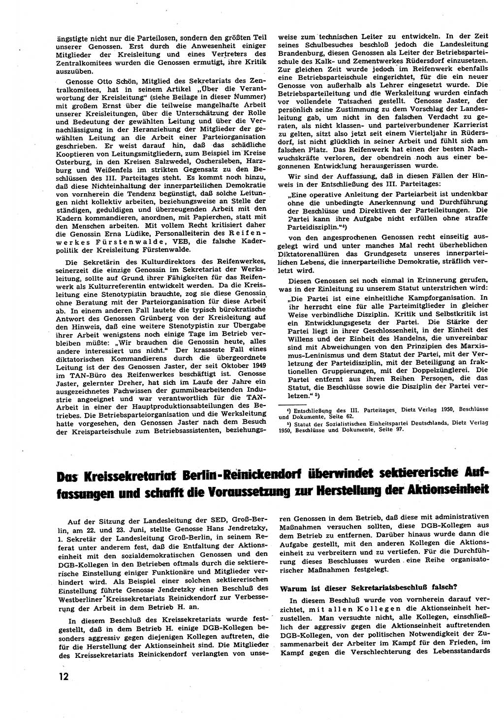 Neuer Weg (NW), Halbmonatsschrift für aktuelle Fragen der Arbeiterbewegung [Zentralkomitee (ZK) Sozialistische Einheitspartei Deutschlands (SED)], 6. Jahrgang [Deutsche Demokratische Republik (DDR)] 1951, Heft 15/12 (NW ZK SED DDR 1951, H. 15/12)
