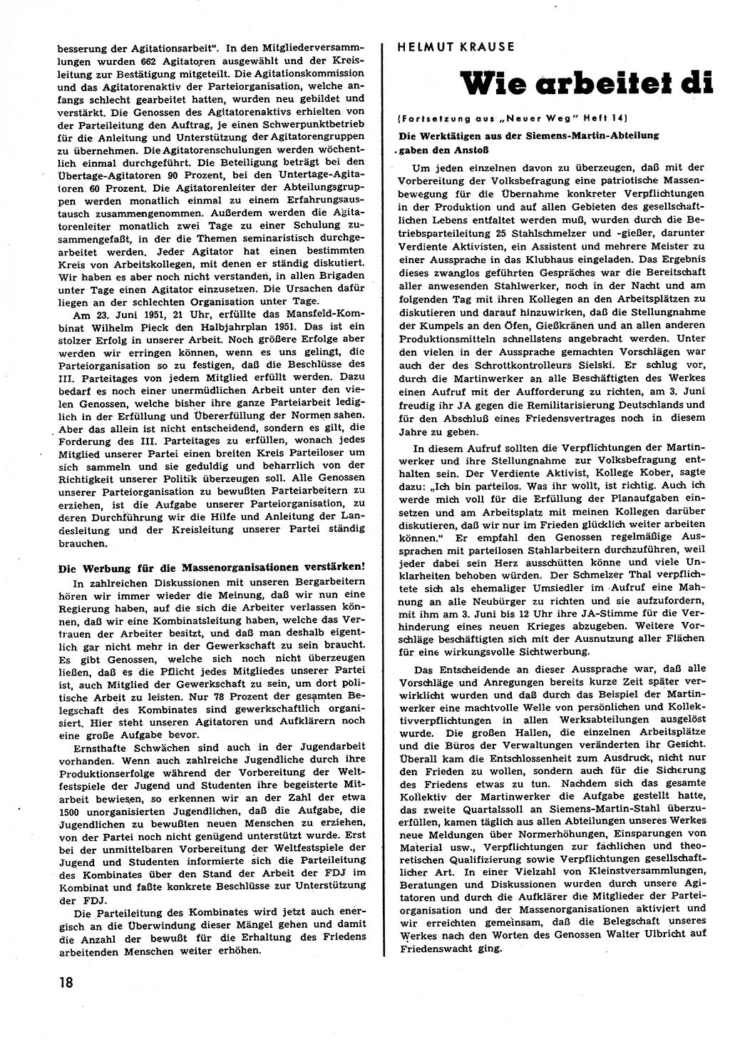 Neuer Weg (NW), Halbmonatsschrift für aktuelle Fragen der Arbeiterbewegung [Zentralkomitee (ZK) Sozialistische Einheitspartei Deutschlands (SED)], 6. Jahrgang [Deutsche Demokratische Republik (DDR)] 1951, Heft 15/18 (NW ZK SED DDR 1951, H. 15/18)