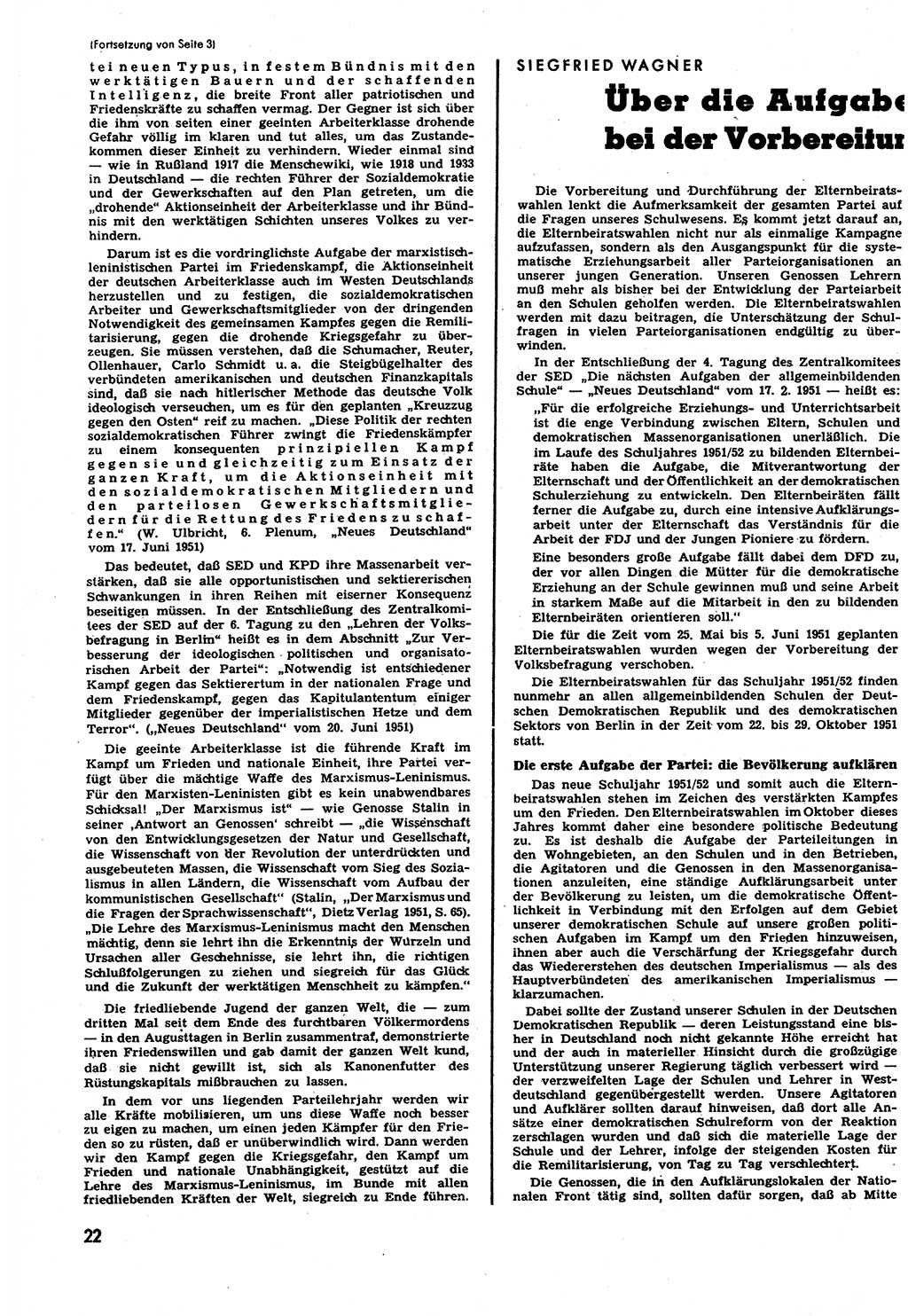 Neuer Weg (NW), Halbmonatsschrift für aktuelle Fragen der Arbeiterbewegung [Zentralkomitee (ZK) Sozialistische Einheitspartei Deutschlands (SED)], 6. Jahrgang [Deutsche Demokratische Republik (DDR)] 1951, Heft 15/22 (NW ZK SED DDR 1951, H. 15/22)