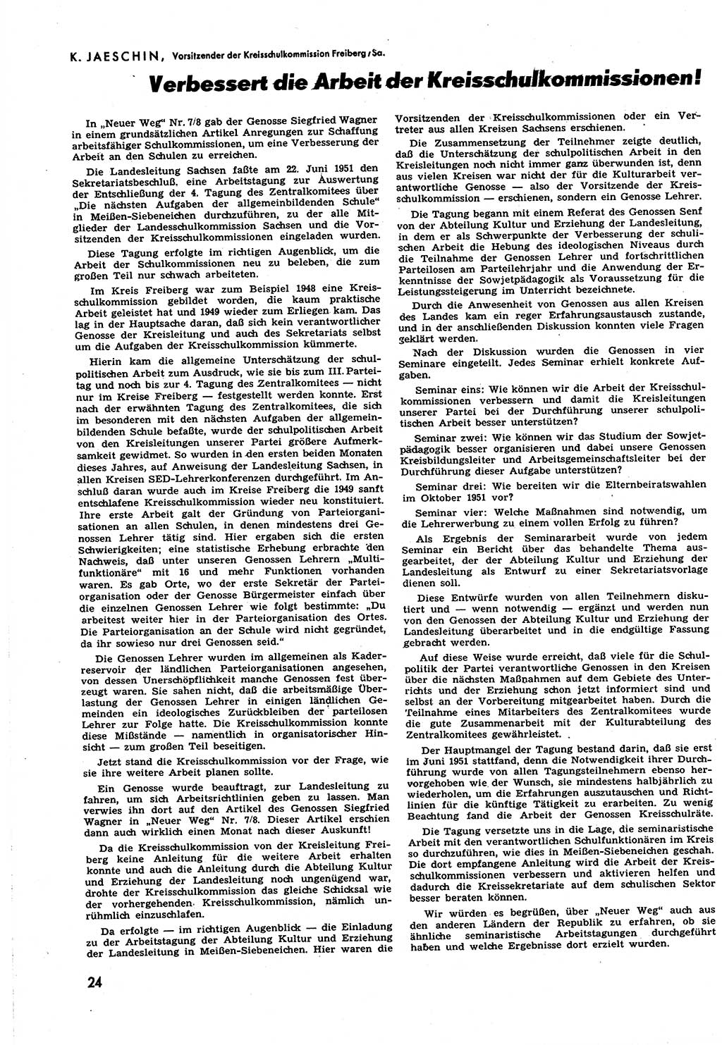 Neuer Weg (NW), Halbmonatsschrift für aktuelle Fragen der Arbeiterbewegung [Zentralkomitee (ZK) Sozialistische Einheitspartei Deutschlands (SED)], 6. Jahrgang [Deutsche Demokratische Republik (DDR)] 1951, Heft 15/24 (NW ZK SED DDR 1951, H. 15/24)