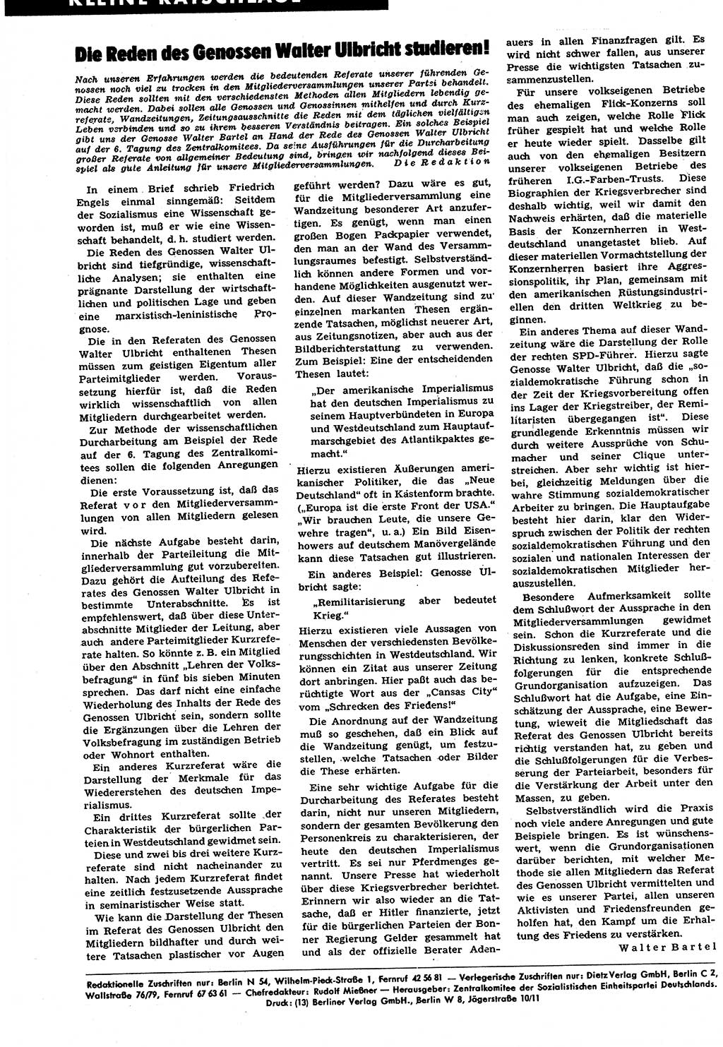 Neuer Weg (NW), Halbmonatsschrift für aktuelle Fragen der Arbeiterbewegung [Zentralkomitee (ZK) Sozialistische Einheitspartei Deutschlands (SED)], 6. Jahrgang [Deutsche Demokratische Republik (DDR)] 1951, Heft 15/28 (NW ZK SED DDR 1951, H. 15/28)