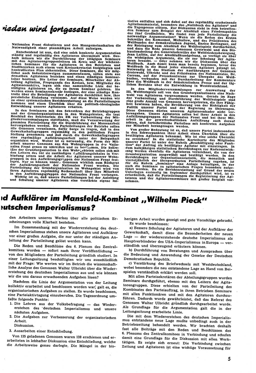 Neuer Weg (NW), Halbmonatsschrift für aktuelle Fragen der Arbeiterbewegung [Zentralkomitee (ZK) Sozialistische Einheitspartei Deutschlands (SED)], 6. Jahrgang [Deutsche Demokratische Republik (DDR)] 1951, Heft 16/5 (NW ZK SED DDR 1951, H. 16/5)