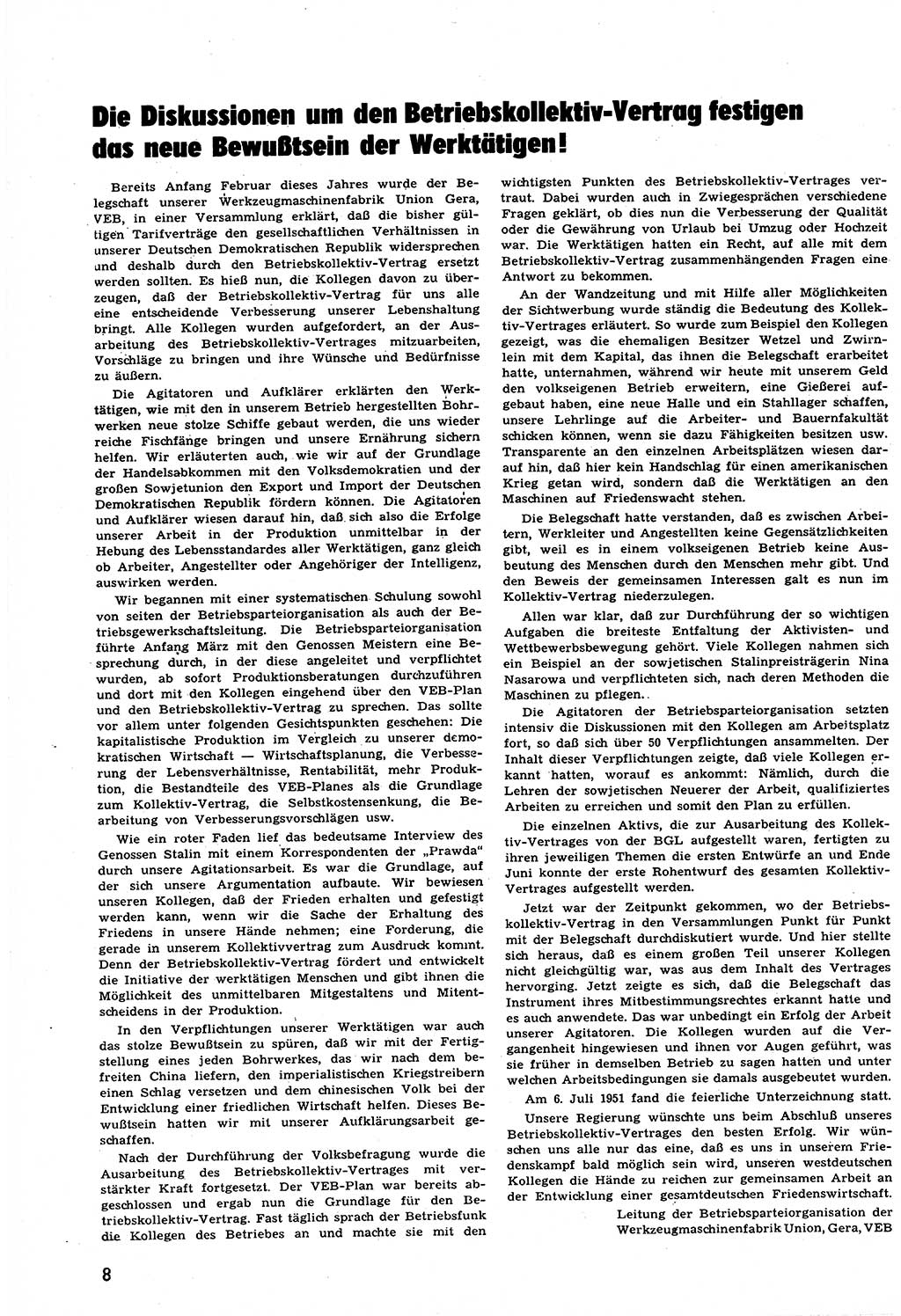 Neuer Weg (NW), Halbmonatsschrift für aktuelle Fragen der Arbeiterbewegung [Zentralkomitee (ZK) Sozialistische Einheitspartei Deutschlands (SED)], 6. Jahrgang [Deutsche Demokratische Republik (DDR)] 1951, Heft 16/8 (NW ZK SED DDR 1951, H. 16/8)