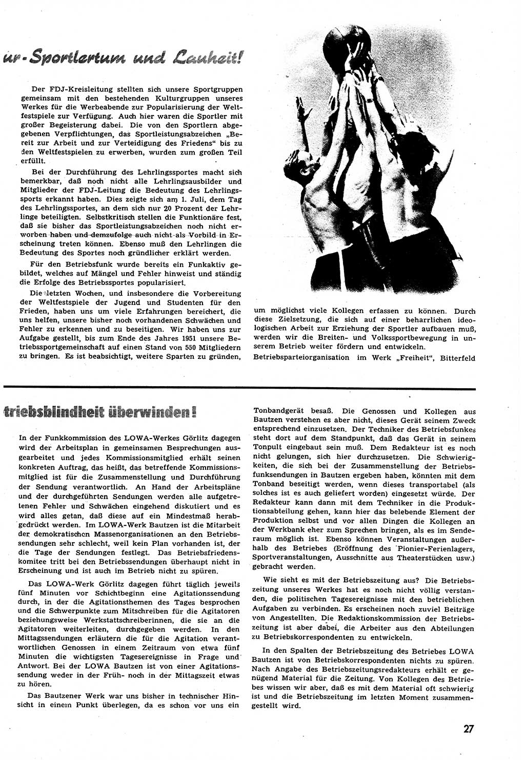 Neuer Weg (NW), Halbmonatsschrift für aktuelle Fragen der Arbeiterbewegung [Zentralkomitee (ZK) Sozialistische Einheitspartei Deutschlands (SED)], 6. Jahrgang [Deutsche Demokratische Republik (DDR)] 1951, Heft 16/27 (NW ZK SED DDR 1951, H. 16/27)