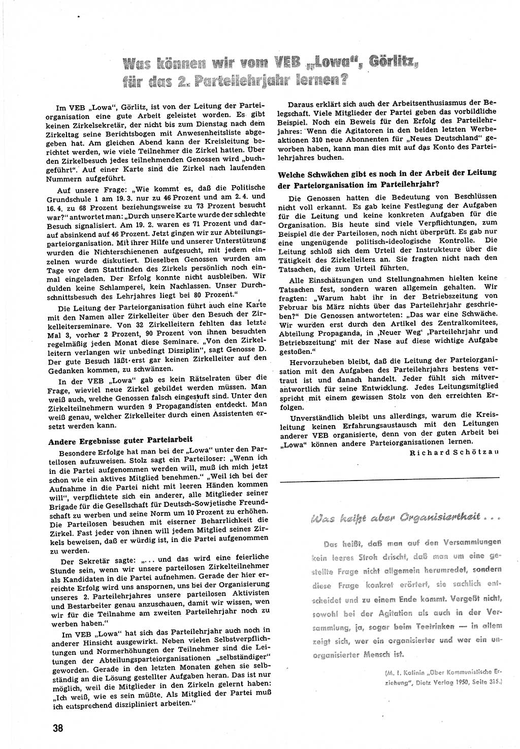 Neuer Weg (NW), Halbmonatsschrift für aktuelle Fragen der Arbeiterbewegung [Zentralkomitee (ZK) Sozialistische Einheitspartei Deutschlands (SED)], 6. Jahrgang [Deutsche Demokratische Republik (DDR)] 1951, Heft 16/38 (NW ZK SED DDR 1951, H. 16/38)