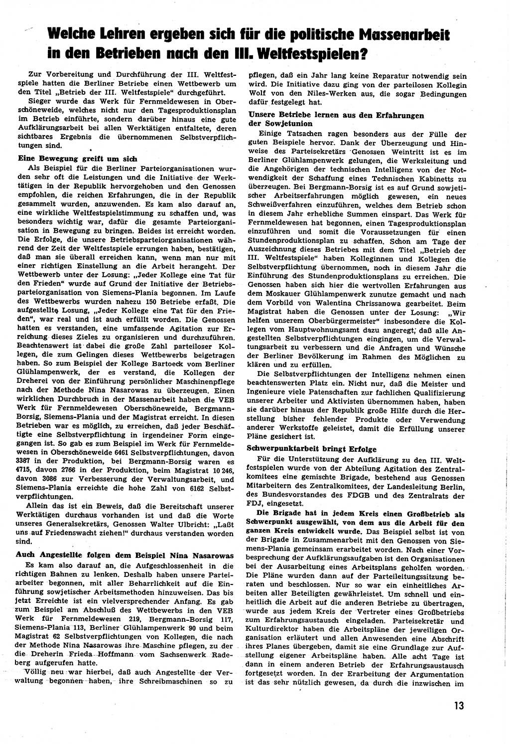 Neuer Weg (NW), Halbmonatsschrift für aktuelle Fragen der Arbeiterbewegung [Zentralkomitee (ZK) Sozialistische Einheitspartei Deutschlands (SED)], 6. Jahrgang [Deutsche Demokratische Republik (DDR)] 1951, Heft 17/13 (NW ZK SED DDR 1951, H. 17/13)