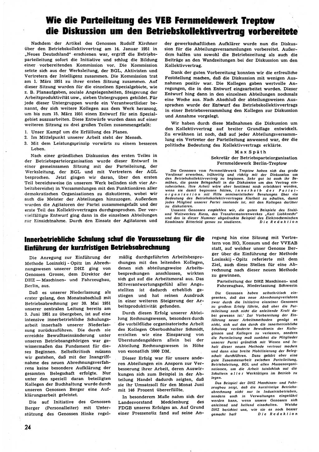 Neuer Weg (NW), Halbmonatsschrift für aktuelle Fragen der Arbeiterbewegung [Zentralkomitee (ZK) Sozialistische Einheitspartei Deutschlands (SED)], 6. Jahrgang [Deutsche Demokratische Republik (DDR)] 1951, Heft 17/24 (NW ZK SED DDR 1951, H. 17/24)