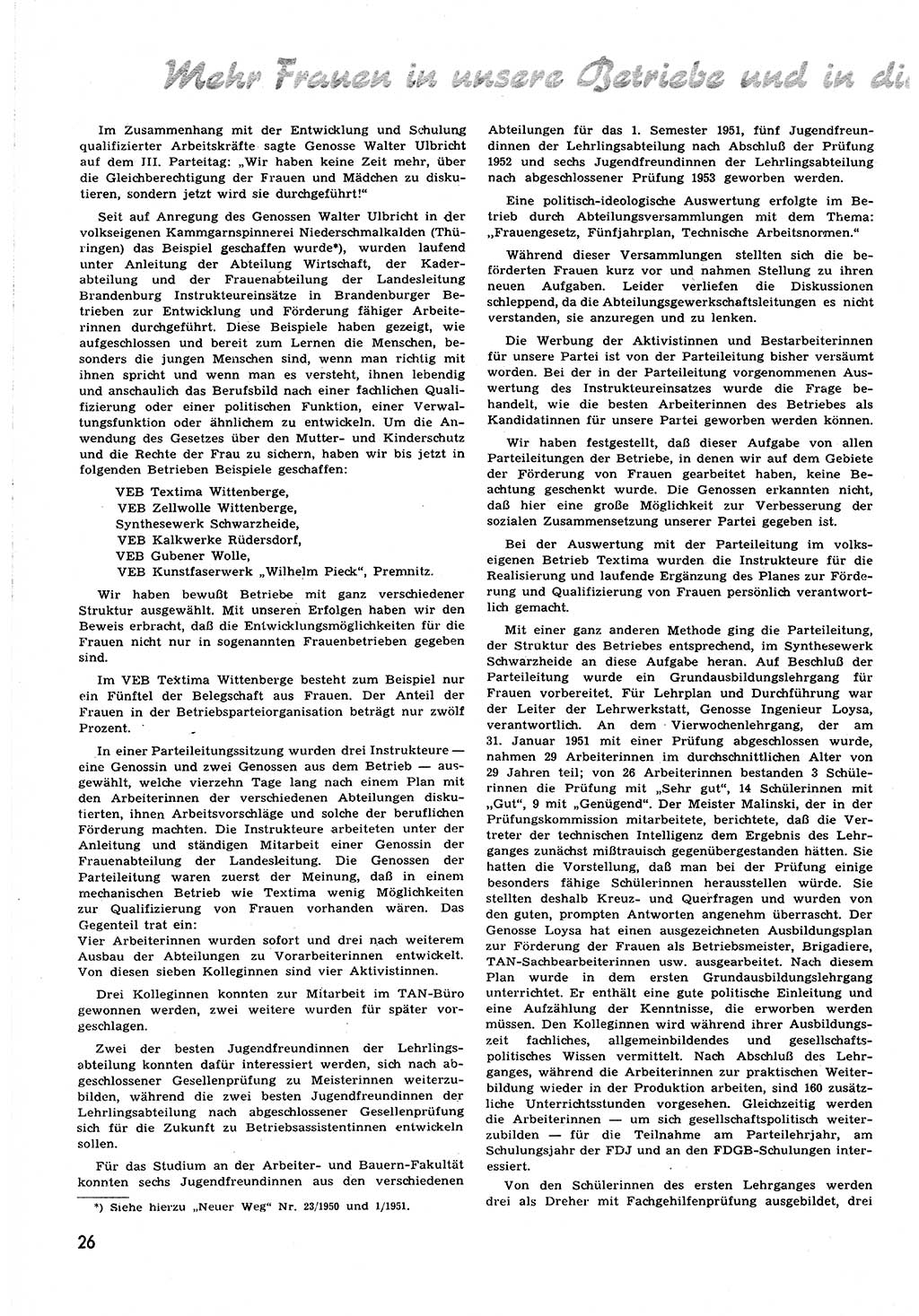 Neuer Weg (NW), Halbmonatsschrift für aktuelle Fragen der Arbeiterbewegung [Zentralkomitee (ZK) Sozialistische Einheitspartei Deutschlands (SED)], 6. Jahrgang [Deutsche Demokratische Republik (DDR)] 1951, Heft 17/26 (NW ZK SED DDR 1951, H. 17/26)