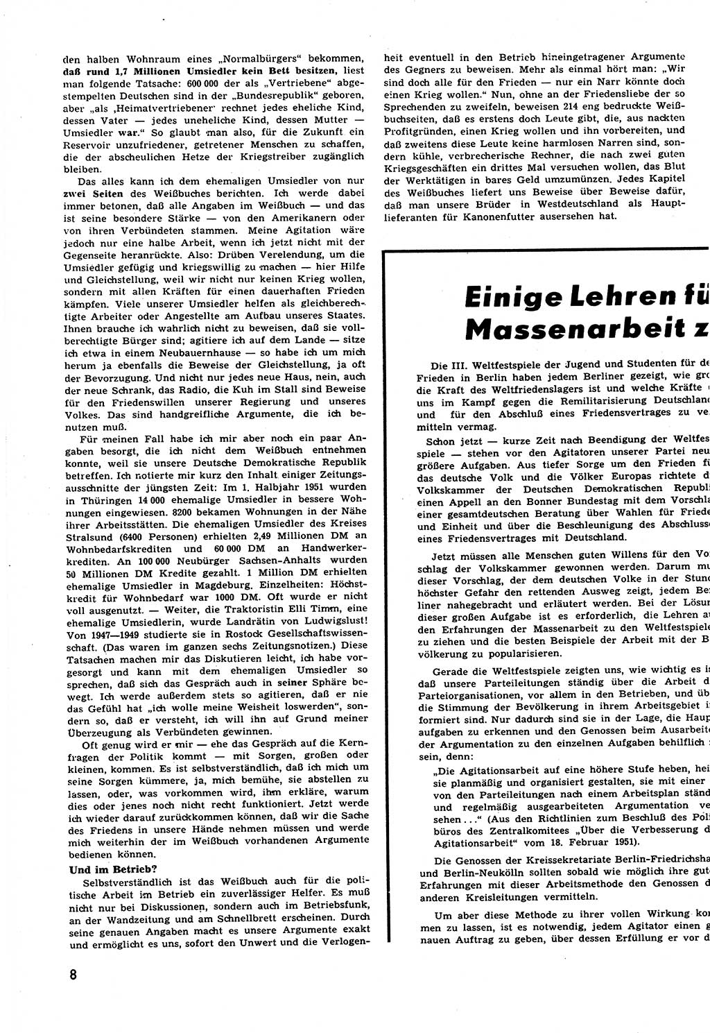 Neuer Weg (NW), Halbmonatsschrift für aktuelle Fragen der Arbeiterbewegung [Zentralkomitee (ZK) Sozialistische Einheitspartei Deutschlands (SED)], 6. Jahrgang [Deutsche Demokratische Republik (DDR)] 1951, Heft 18/8 (NW ZK SED DDR 1951, H. 18/8)