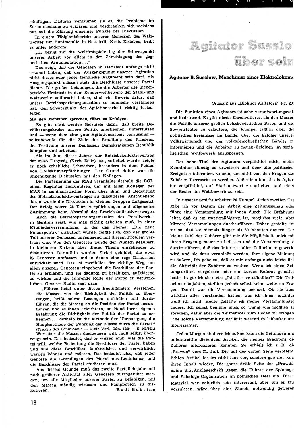 Neuer Weg (NW), Halbmonatsschrift für aktuelle Fragen der Arbeiterbewegung [Zentralkomitee (ZK) Sozialistische Einheitspartei Deutschlands (SED)], 6. Jahrgang [Deutsche Demokratische Republik (DDR)] 1951, Heft 18/18 (NW ZK SED DDR 1951, H. 18/18)