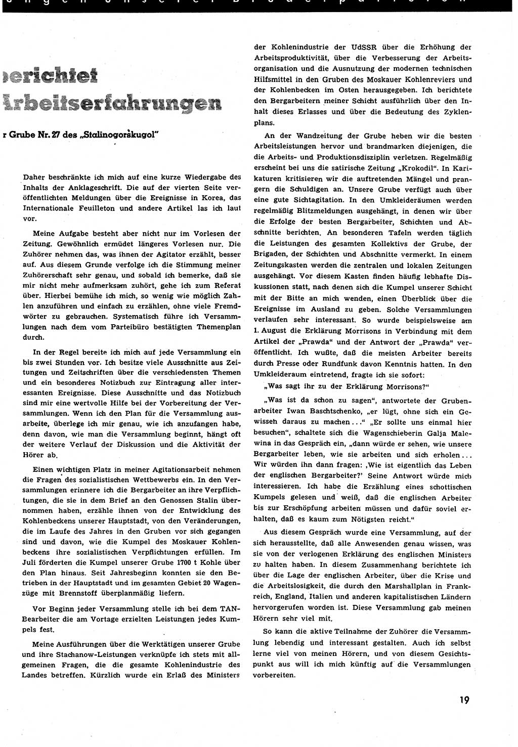 Neuer Weg (NW), Halbmonatsschrift für aktuelle Fragen der Arbeiterbewegung [Zentralkomitee (ZK) Sozialistische Einheitspartei Deutschlands (SED)], 6. Jahrgang [Deutsche Demokratische Republik (DDR)] 1951, Heft 18/19 (NW ZK SED DDR 1951, H. 18/19)