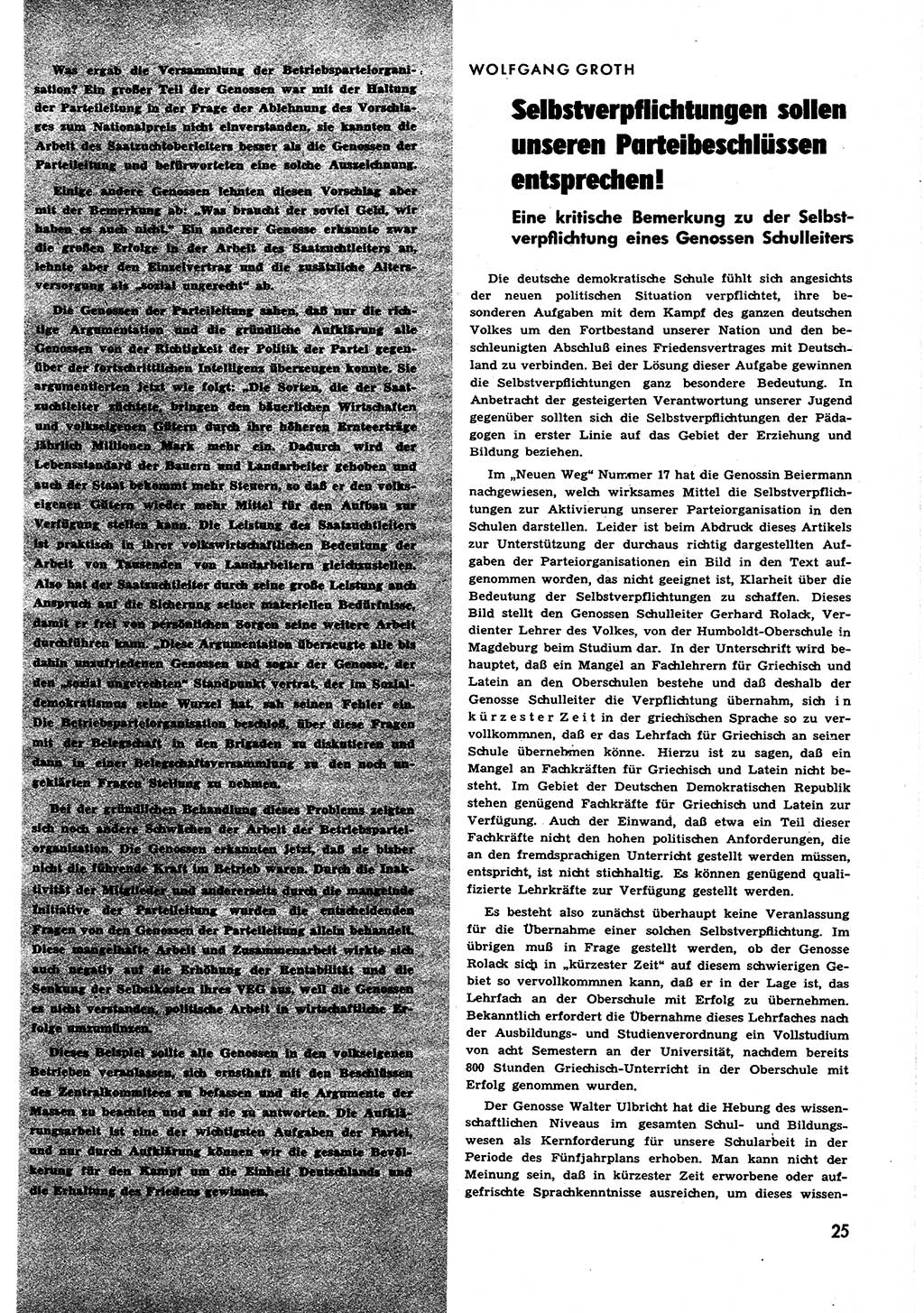 Neuer Weg (NW), Halbmonatsschrift für aktuelle Fragen der Arbeiterbewegung [Zentralkomitee (ZK) Sozialistische Einheitspartei Deutschlands (SED)], 6. Jahrgang [Deutsche Demokratische Republik (DDR)] 1951, Heft 19/25 (NW ZK SED DDR 1951, H. 19/25)