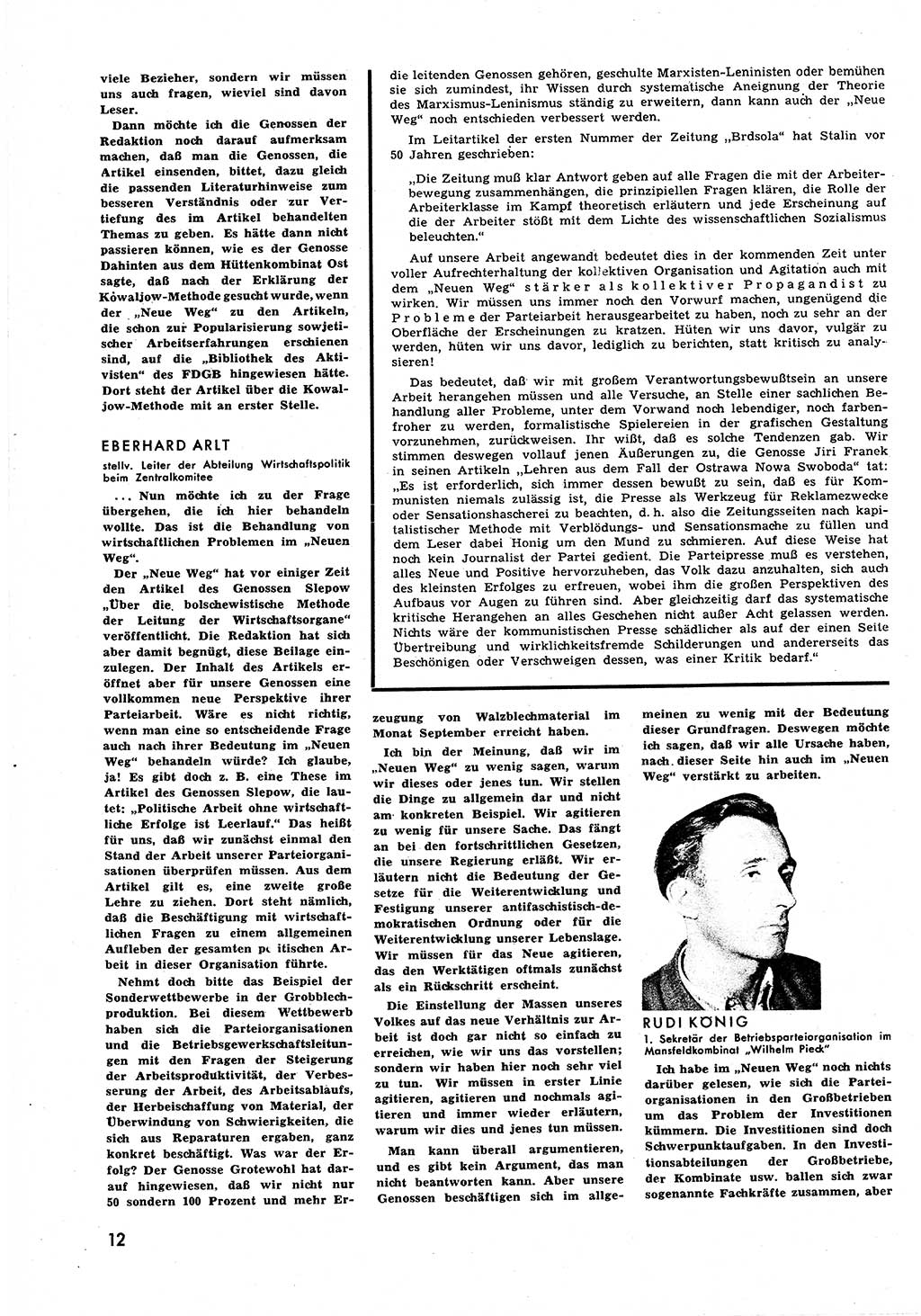 Neuer Weg (NW), Halbmonatsschrift für aktuelle Fragen der Arbeiterbewegung [Zentralkomitee (ZK) Sozialistische Einheitspartei Deutschlands (SED)], 6. Jahrgang [Deutsche Demokratische Republik (DDR)] 1951, Heft 20/12 (NW ZK SED DDR 1951, H. 20/12)