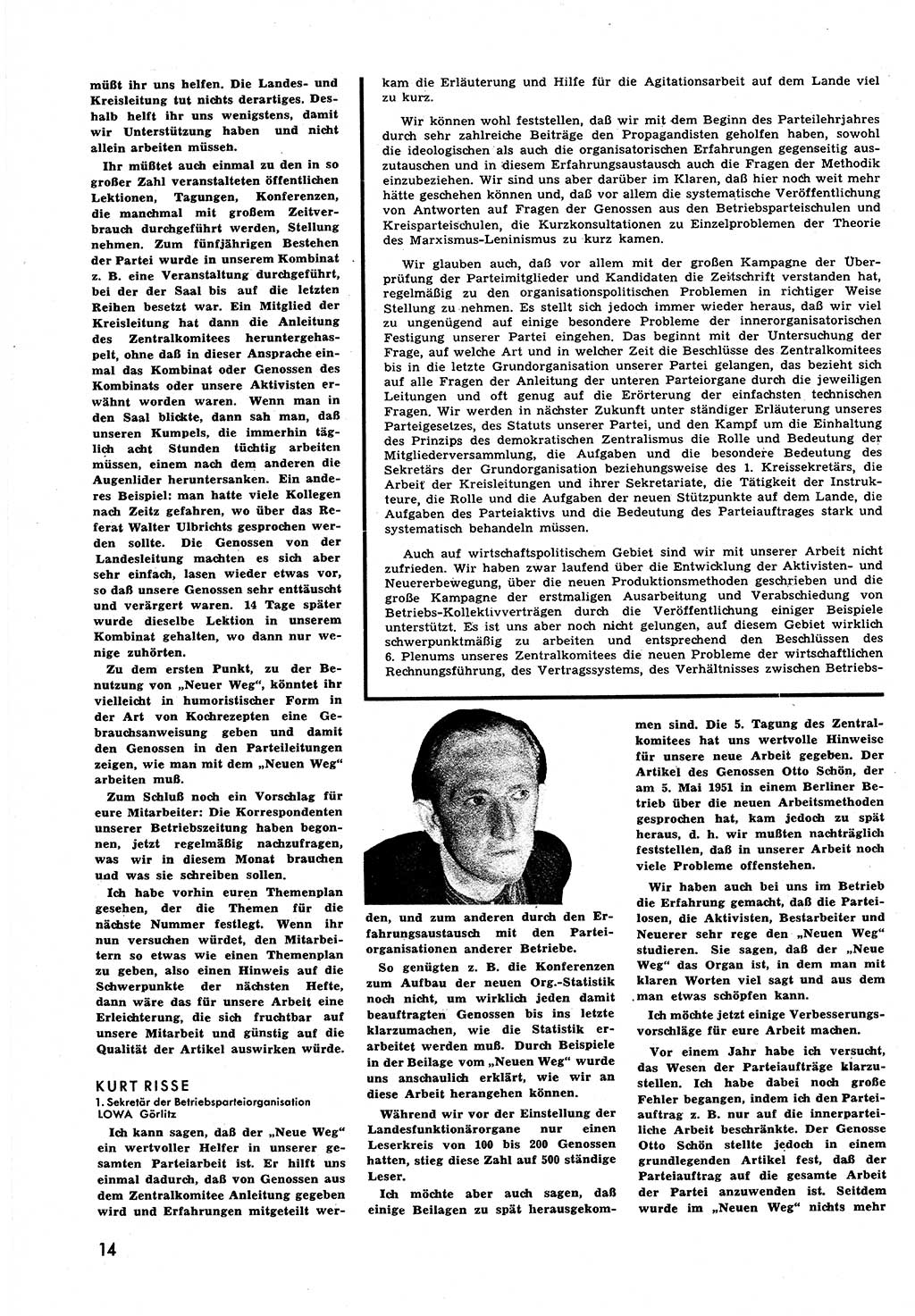 Neuer Weg (NW), Halbmonatsschrift für aktuelle Fragen der Arbeiterbewegung [Zentralkomitee (ZK) Sozialistische Einheitspartei Deutschlands (SED)], 6. Jahrgang [Deutsche Demokratische Republik (DDR)] 1951, Heft 20/14 (NW ZK SED DDR 1951, H. 20/14)