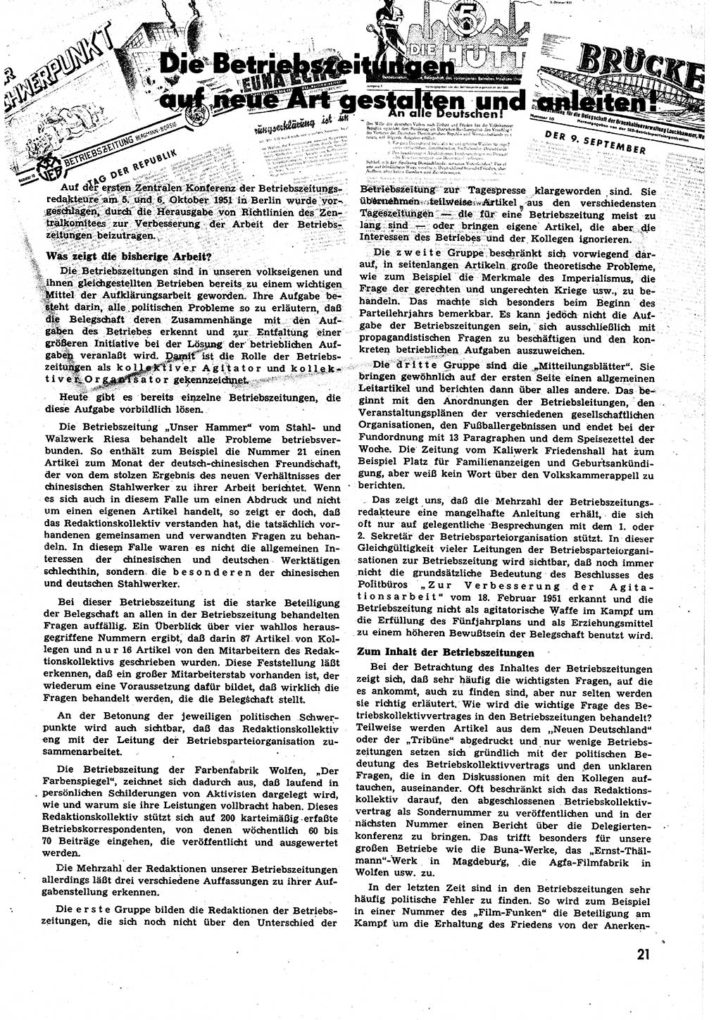 Neuer Weg (NW), Halbmonatsschrift für aktuelle Fragen der Arbeiterbewegung [Zentralkomitee (ZK) Sozialistische Einheitspartei Deutschlands (SED)], 6. Jahrgang [Deutsche Demokratische Republik (DDR)] 1951, Heft 20/21 (NW ZK SED DDR 1951, H. 20/21)