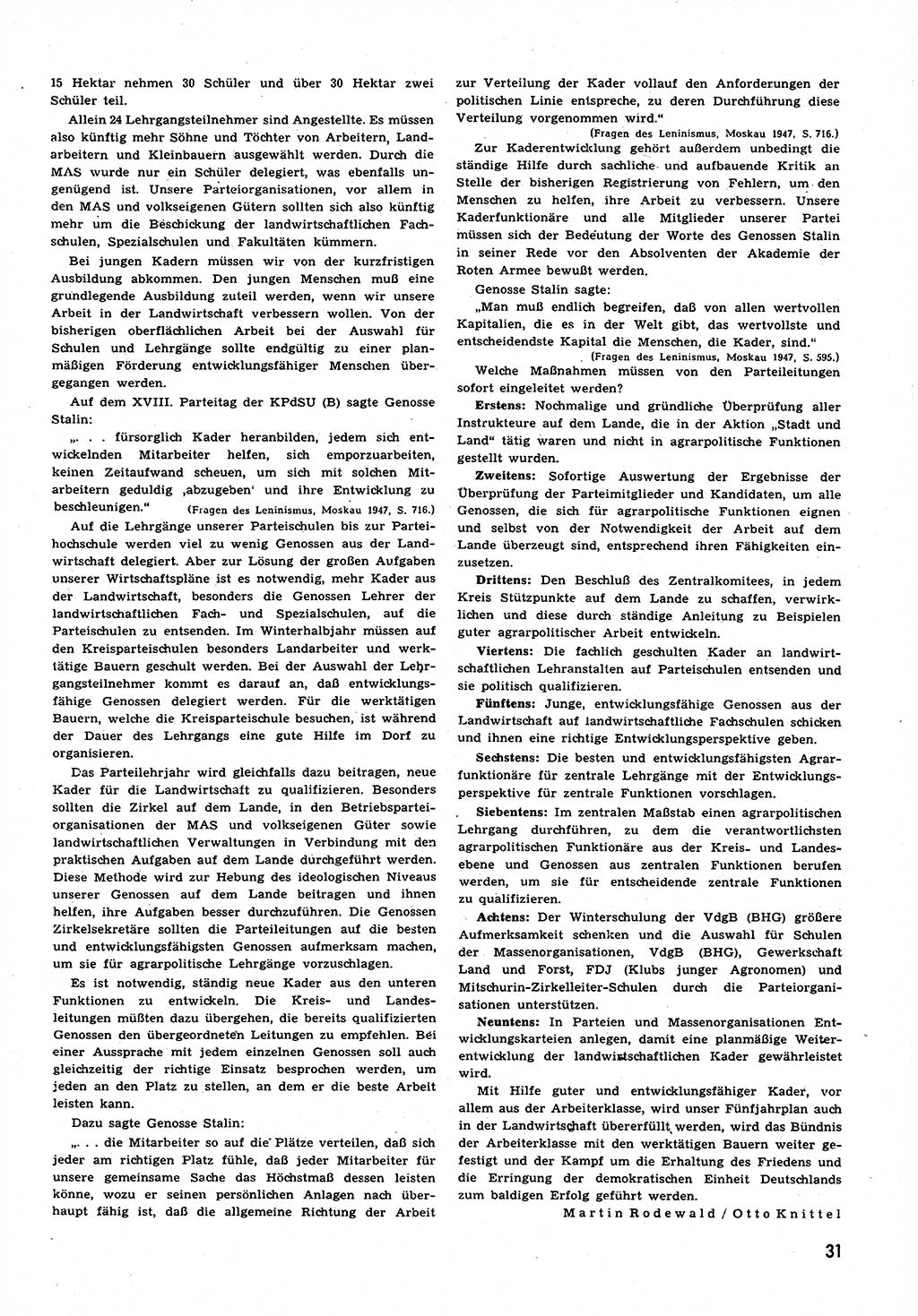 Neuer Weg (NW), Halbmonatsschrift für aktuelle Fragen der Arbeiterbewegung [Zentralkomitee (ZK) Sozialistische Einheitspartei Deutschlands (SED)], 6. Jahrgang [Deutsche Demokratische Republik (DDR)] 1951, Heft 20/31 (NW ZK SED DDR 1951, H. 20/31)