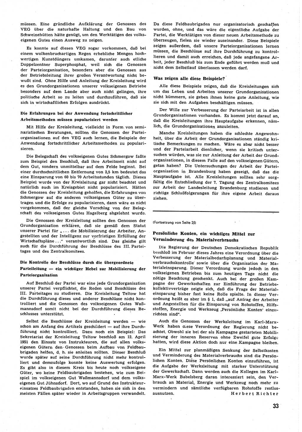 Neuer Weg (NW), Halbmonatsschrift für aktuelle Fragen der Arbeiterbewegung [Zentralkomitee (ZK) Sozialistische Einheitspartei Deutschlands (SED)], 6. Jahrgang [Deutsche Demokratische Republik (DDR)] 1951, Heft 20/33 (NW ZK SED DDR 1951, H. 20/33)