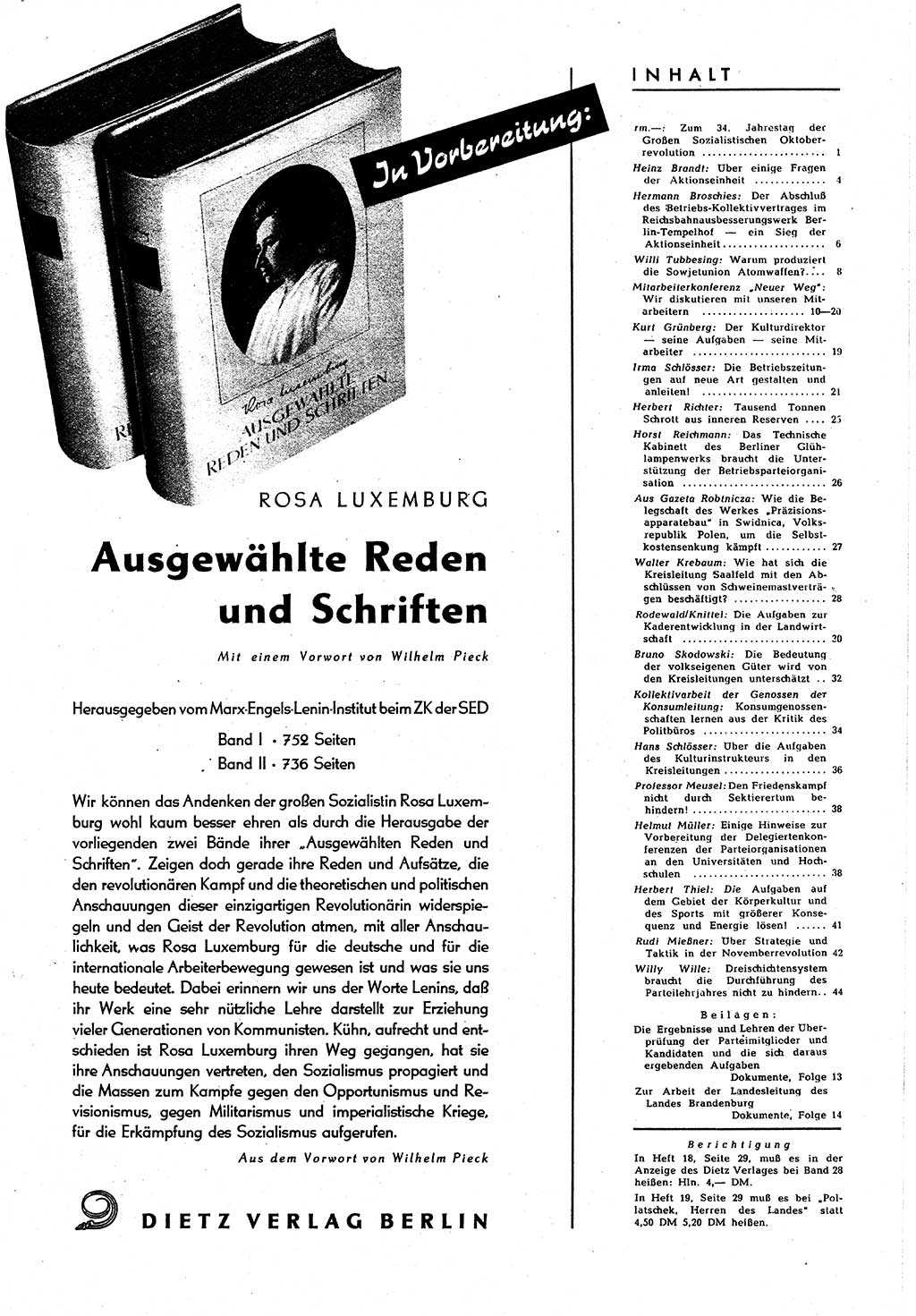 Neuer Weg (NW), Halbmonatsschrift für aktuelle Fragen der Arbeiterbewegung [Zentralkomitee (ZK) Sozialistische Einheitspartei Deutschlands (SED)], 6. Jahrgang [Deutsche Demokratische Republik (DDR)] 1951, Heft 20/45 (NW ZK SED DDR 1951, H. 20/45)