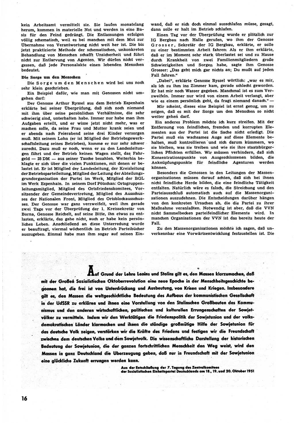 Neuer Weg (NW), Halbmonatsschrift für aktuelle Fragen der Arbeiterbewegung [Zentralkomitee (ZK) Sozialistische Einheitspartei Deutschlands (SED)], 6. Jahrgang [Deutsche Demokratische Republik (DDR)] 1951, Heft 21/16 (NW ZK SED DDR 1951, H. 21/16)