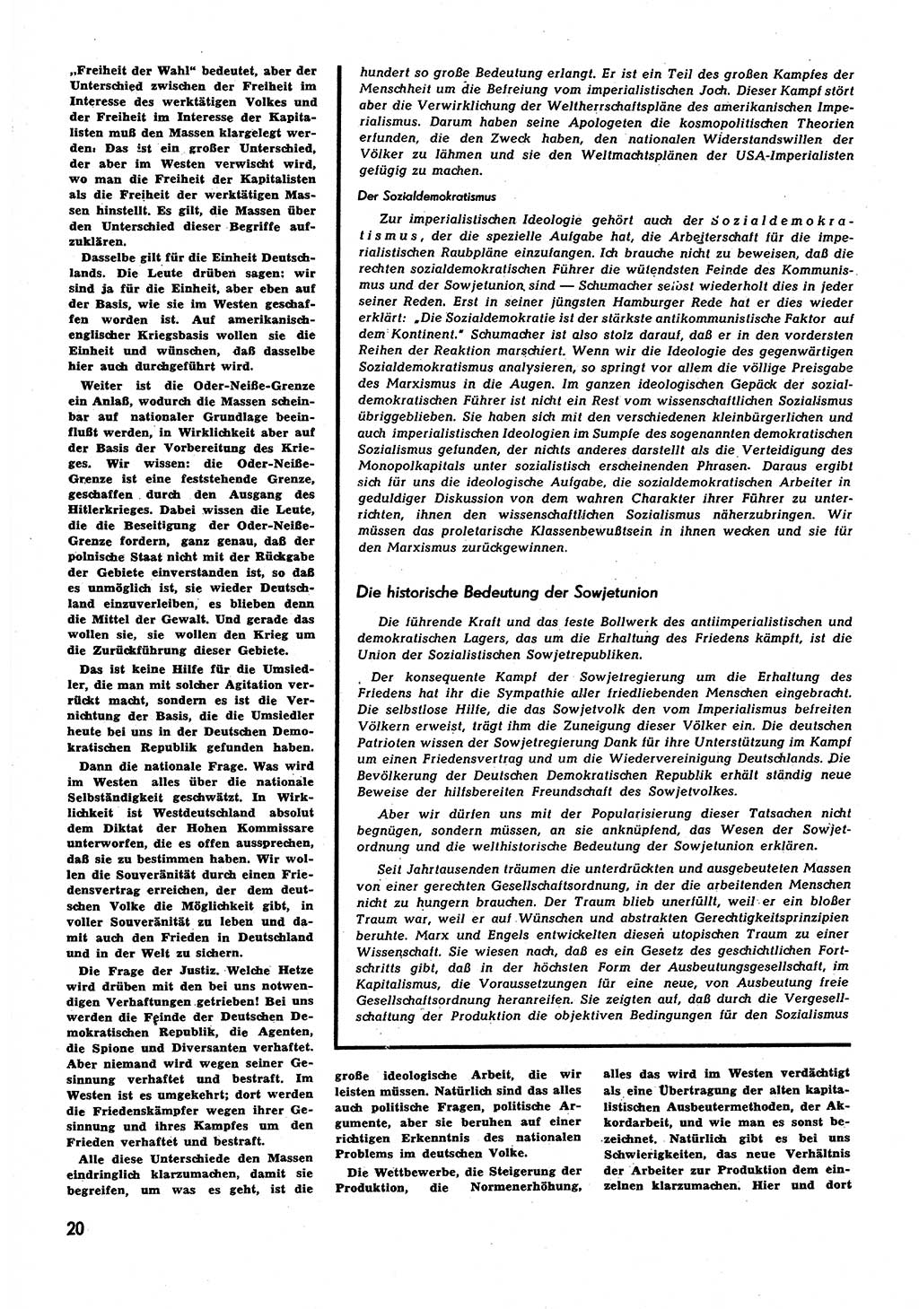 Neuer Weg (NW), Halbmonatsschrift für aktuelle Fragen der Arbeiterbewegung [Zentralkomitee (ZK) Sozialistische Einheitspartei Deutschlands (SED)], 6. Jahrgang [Deutsche Demokratische Republik (DDR)] 1951, Heft 21/20 (NW ZK SED DDR 1951, H. 21/20)