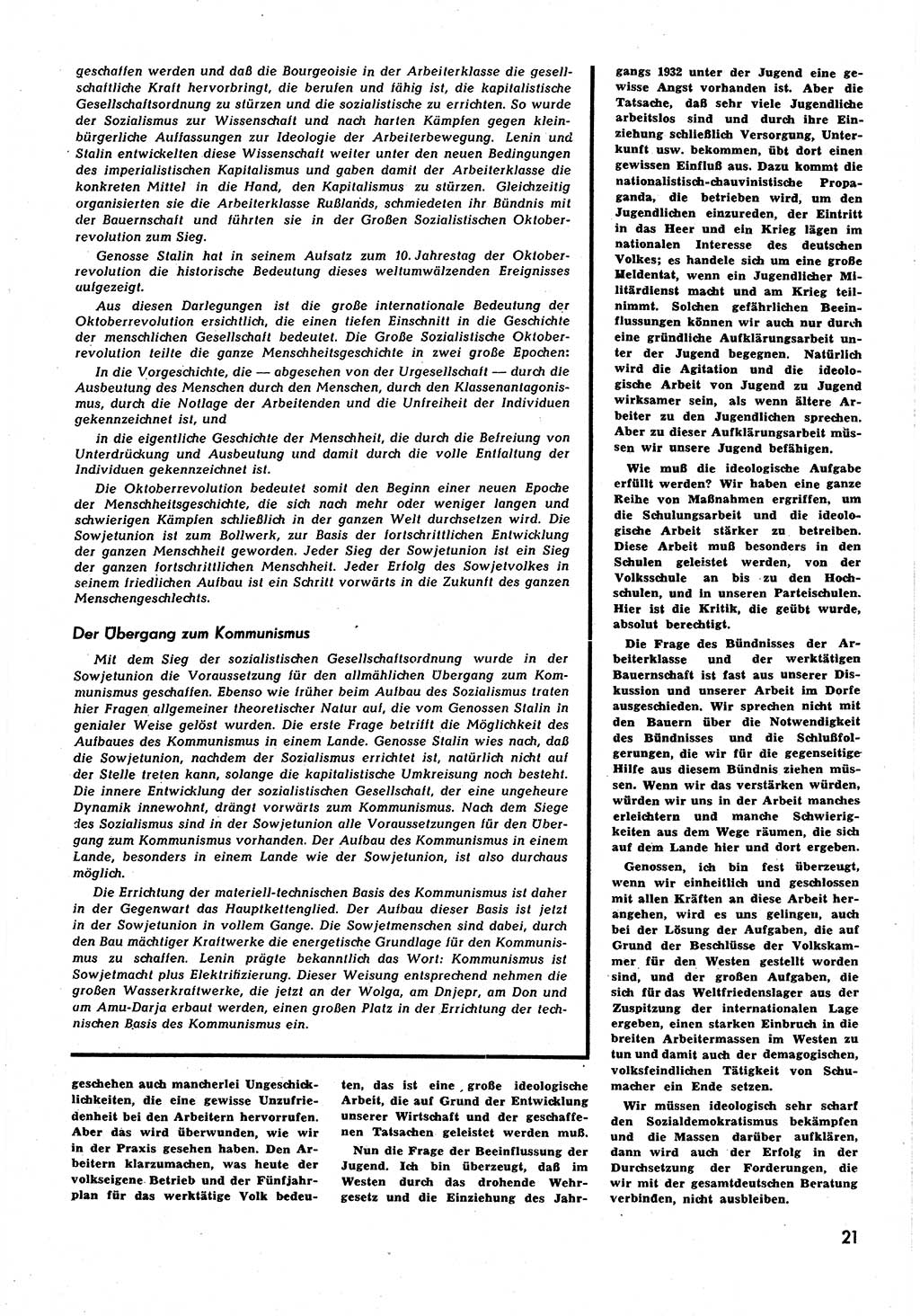 Neuer Weg (NW), Halbmonatsschrift für aktuelle Fragen der Arbeiterbewegung [Zentralkomitee (ZK) Sozialistische Einheitspartei Deutschlands (SED)], 6. Jahrgang [Deutsche Demokratische Republik (DDR)] 1951, Heft 21/21 (NW ZK SED DDR 1951, H. 21/21)